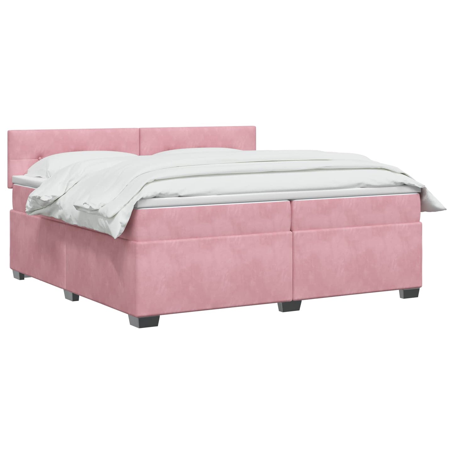 vidaXL Κρεβάτι box spring με στρώμα Ροζ 200 x 200 cm Βελούδο