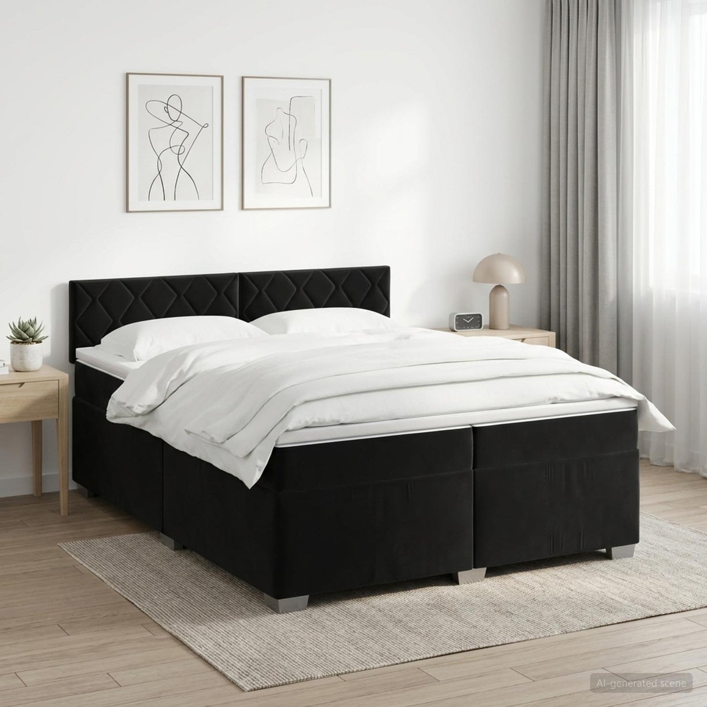 vidaXL Κρεβάτι box spring με στρώμα Μαύρο 200 x 200 cm Βελούδο