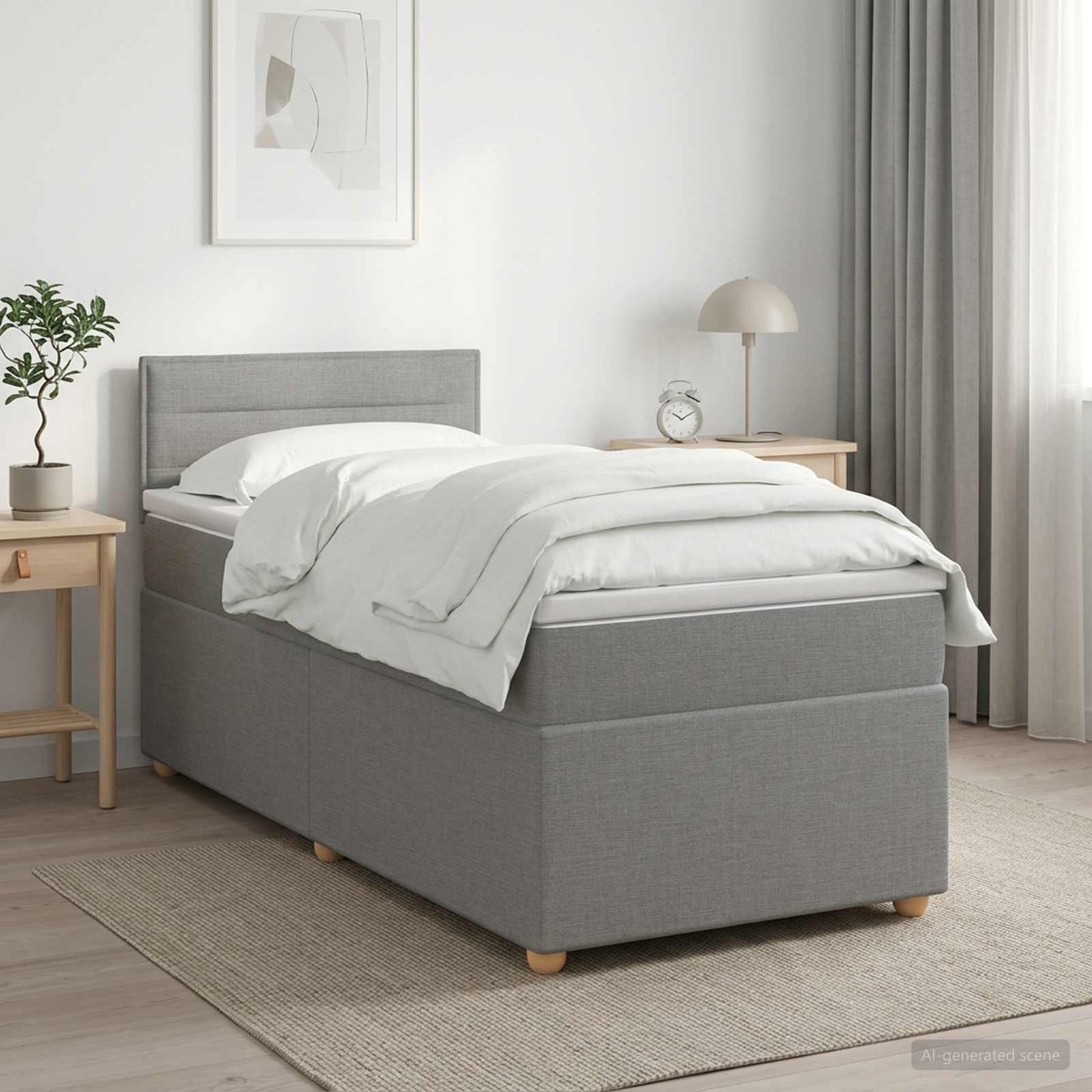 vidaXL Κρεβάτι box spring με στρώμα Ανοιχτό γκρι 90 x 200 cm Ύφασμα