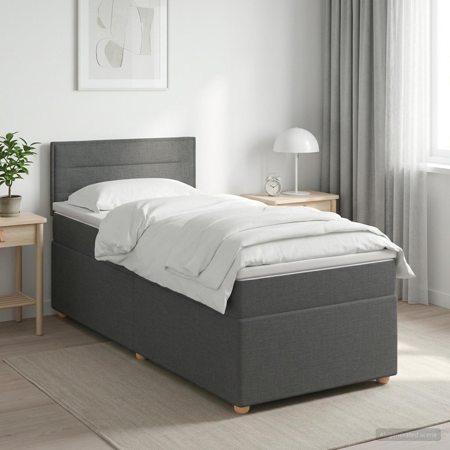 vidaXL Κρεβάτι box spring με στρώμα Σκούρο Γκρι 80 x 200 cm Ύφασμα