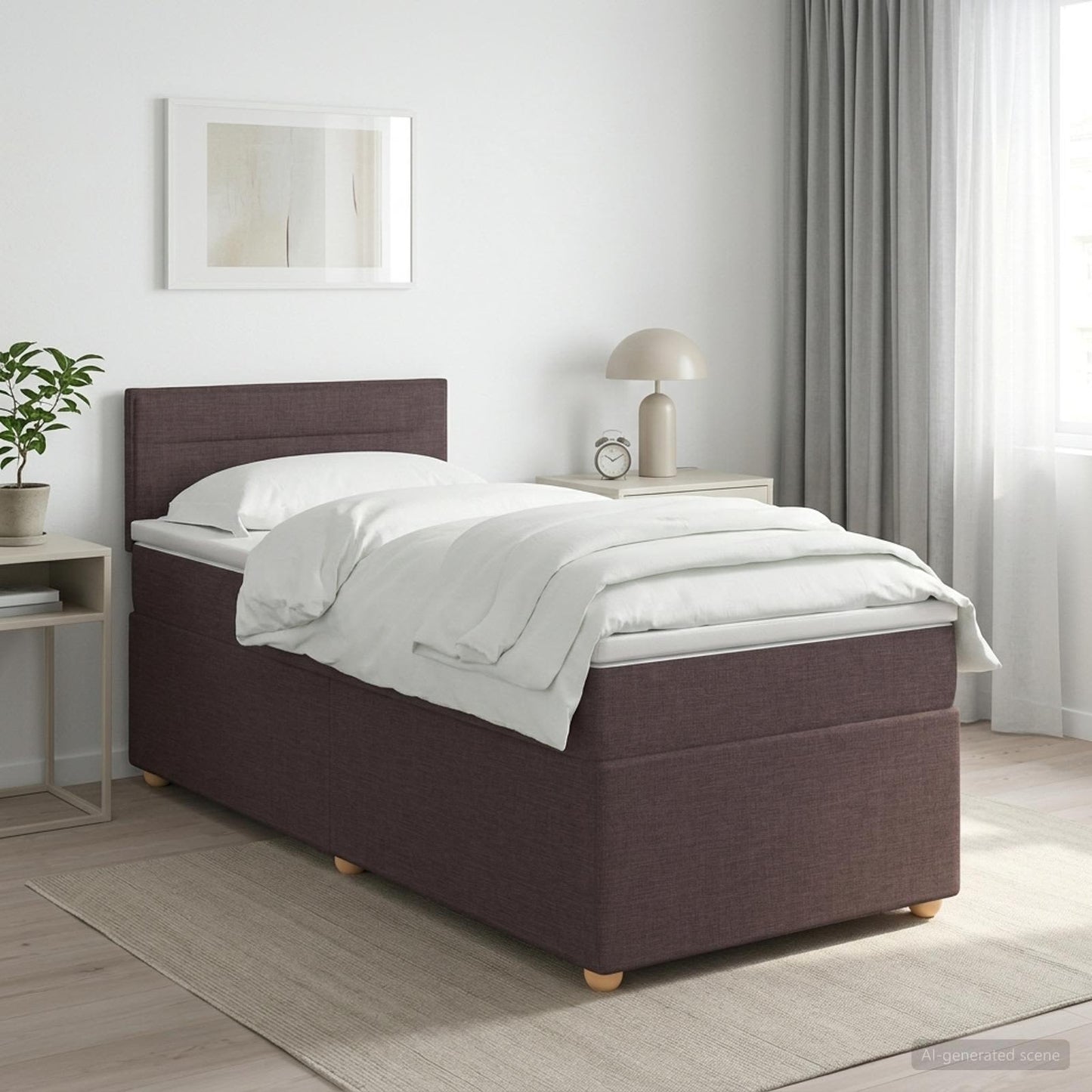 vidaXL Κρεβάτι box spring με στρώμα Σκούρο Καφέ 100 x 200 cm Ύφασμα
