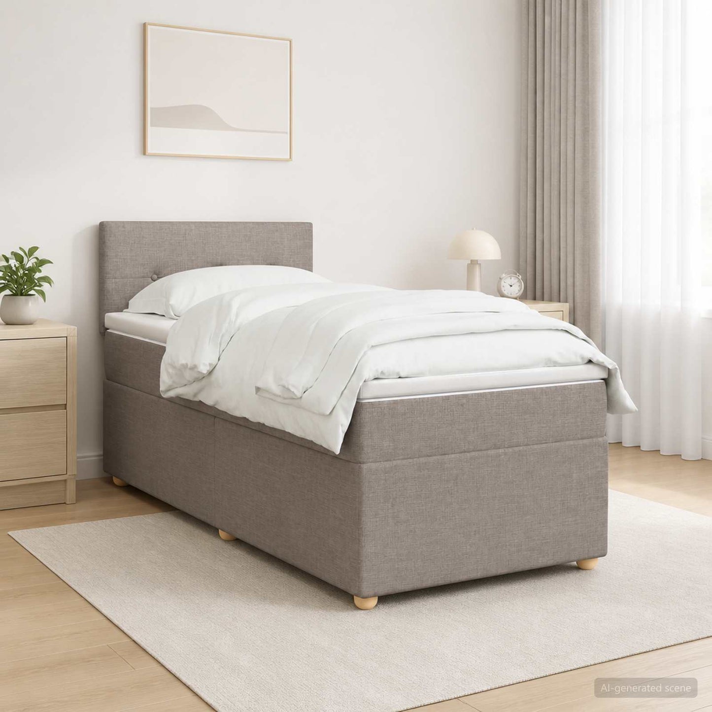 vidaXL Κρεβάτι box spring με στρώμα Taupe 80 x 200 cm Ύφασμα