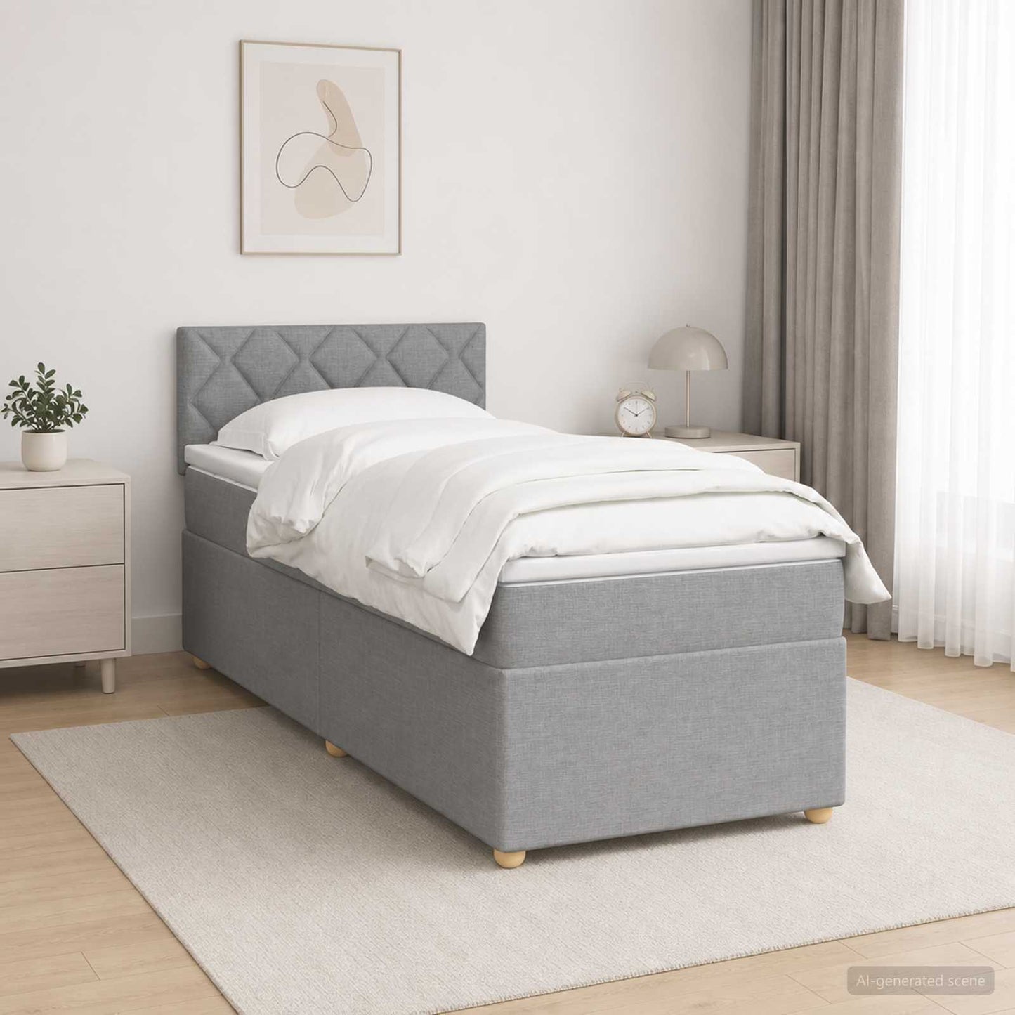 vidaXL Κρεβάτι box spring με στρώμα Ανοιχτό γκρι 100 x 200 cm Ύφασμα