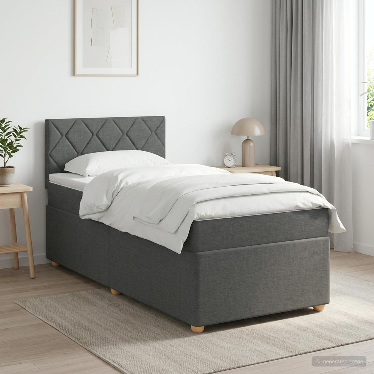 vidaXL Κρεβάτι box spring με στρώμα Σκούρο Γκρι 80 x 200 cm Ύφασμα