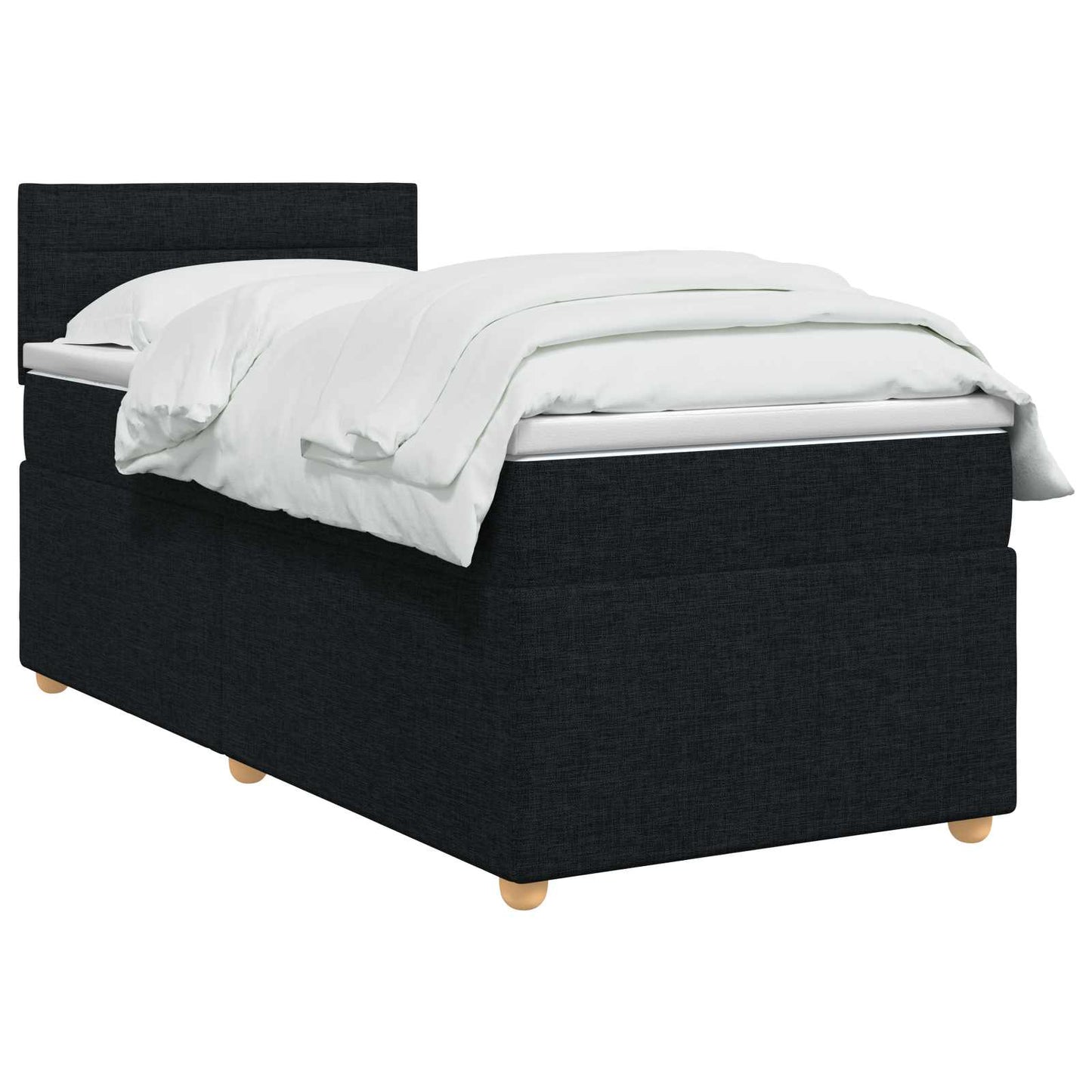 vidaXL Κρεβάτι box spring με στρώμα Μαύρο 90 x 200 cm Ύφασμα