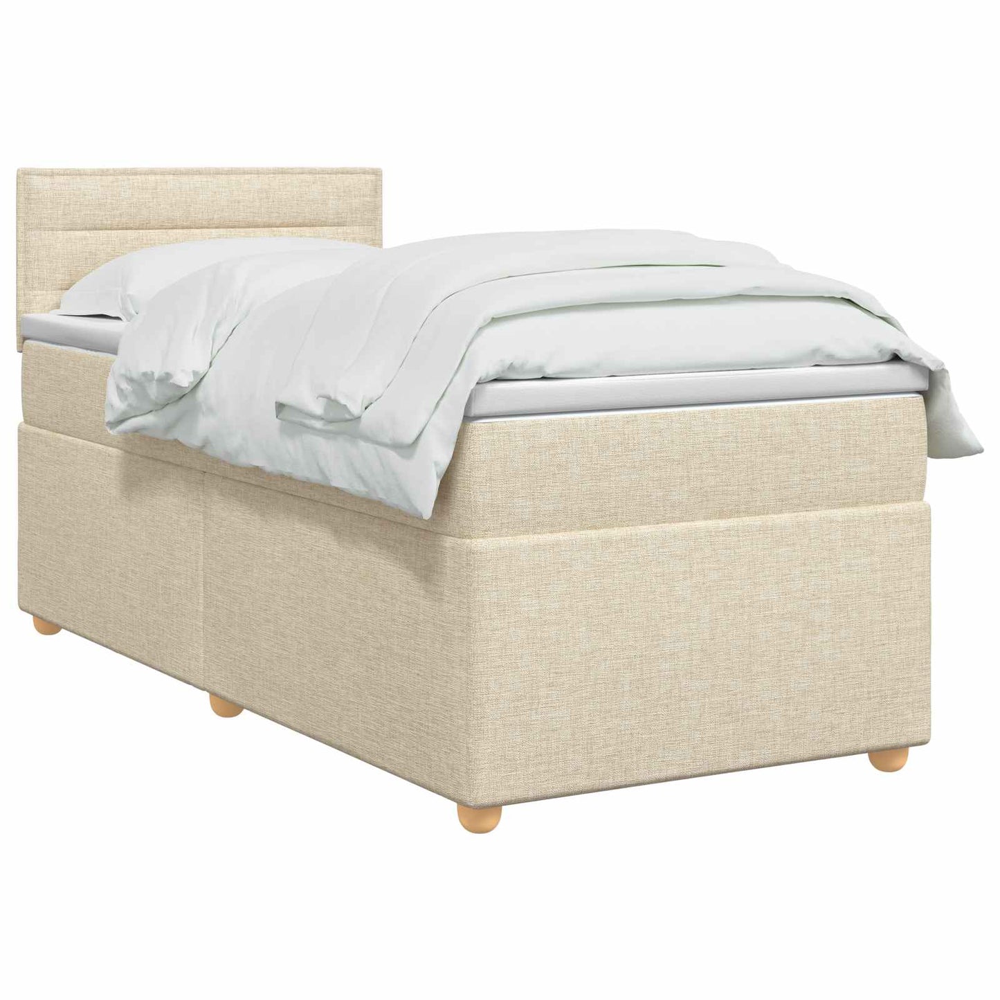 vidaXL Κρεβάτι box spring με στρώμα Κρεμ 90 x 200 cm Ύφασμα