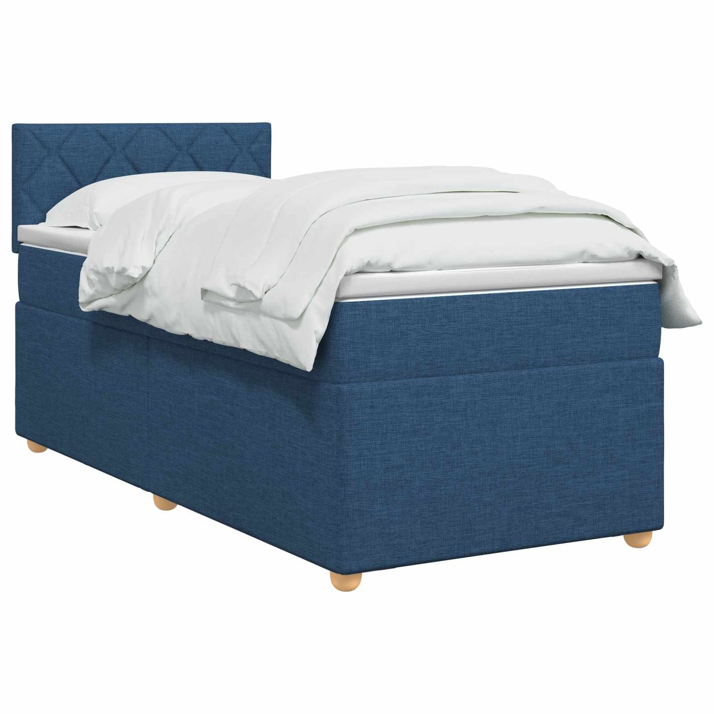 vidaXL Κρεβάτι box spring με στρώμα Μπλε 90 x 200 cm Ύφασμα