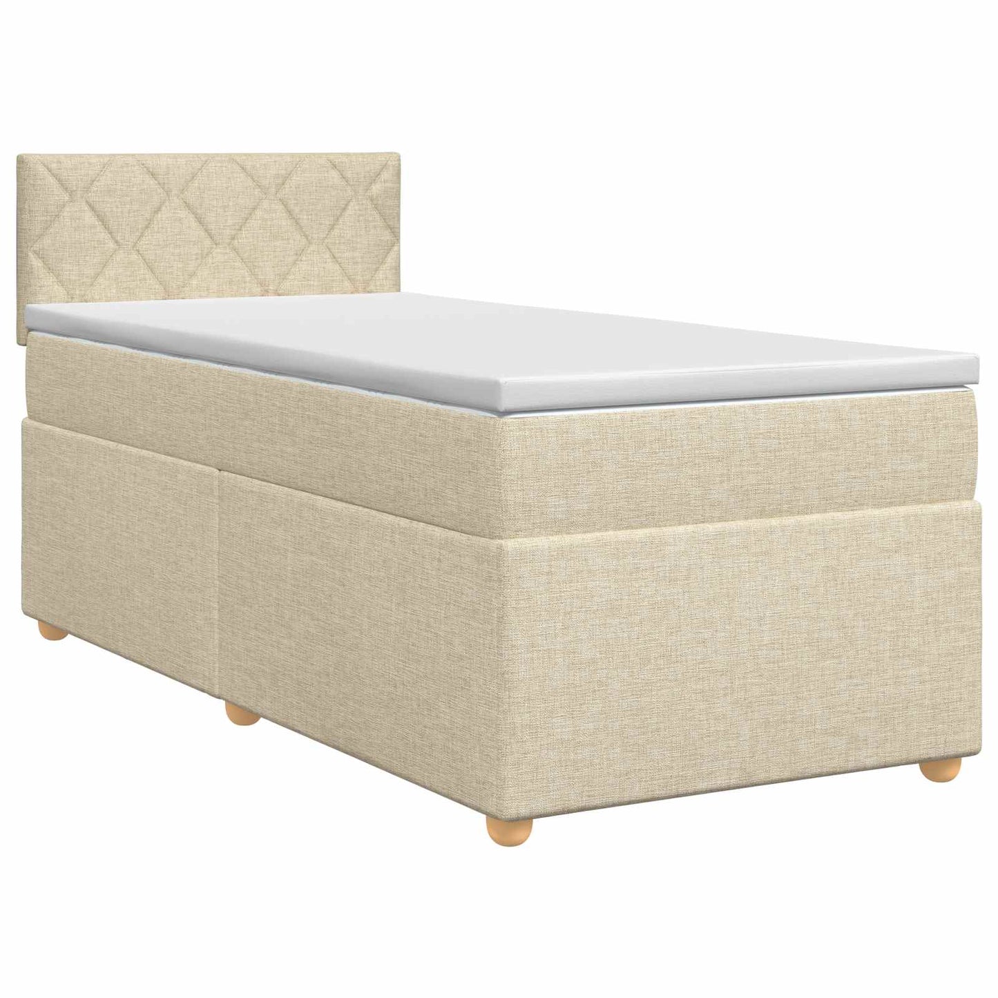 vidaXL Κρεβάτι box spring με στρώμα Κρεμ 100 x 200 cm Ύφασμα