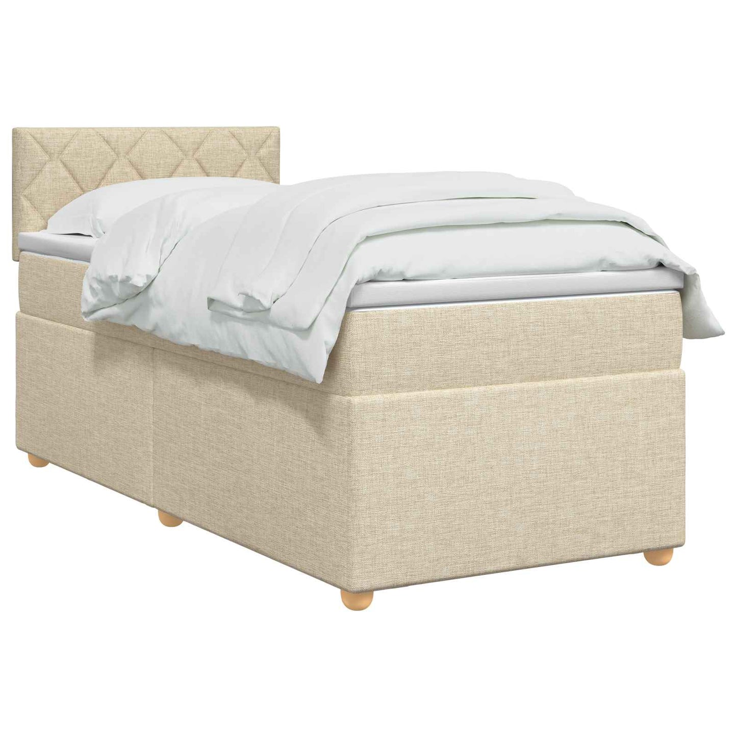 vidaXL Κρεβάτι box spring με στρώμα Κρεμ 100 x 200 cm Ύφασμα