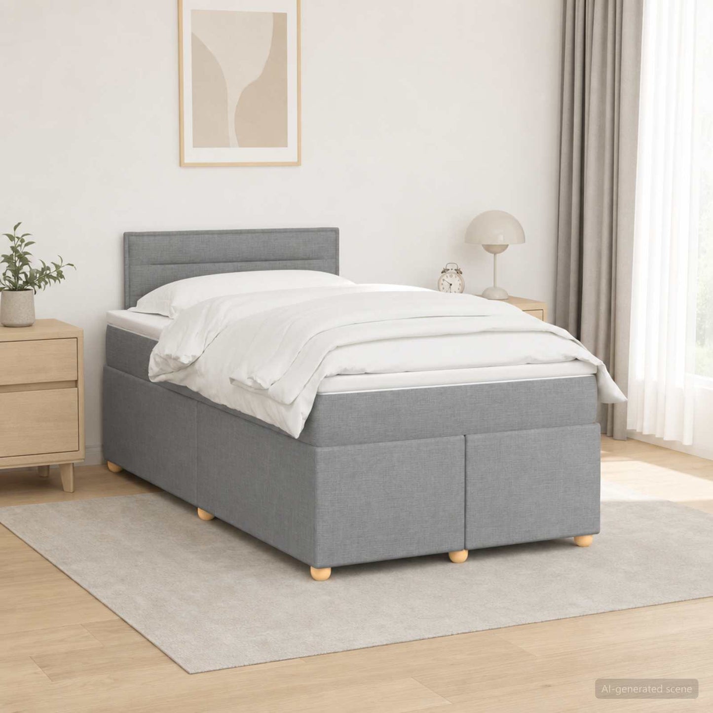 vidaXL Κρεβάτι box spring με στρώμα Ανοιχτό γκρι 120 x 190 cm Ύφασμα
