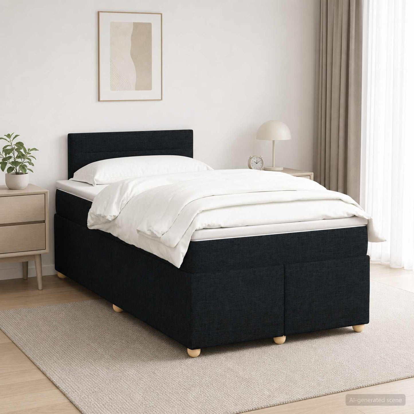 vidaXL Κρεβάτι box spring με στρώμα Μαύρο 120 x 200 cm Ύφασμα