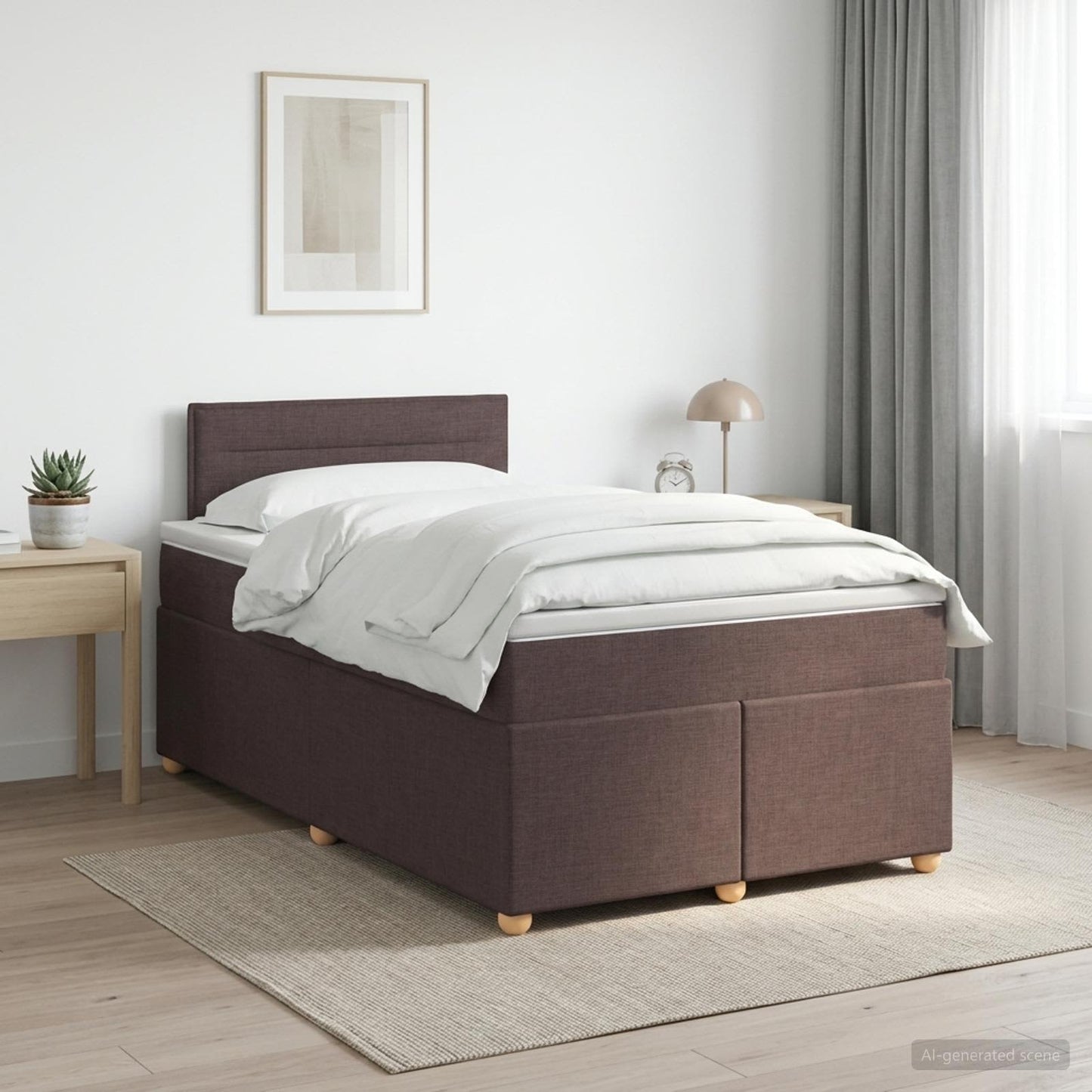 vidaXL Κρεβάτι box spring με στρώμα Σκούρο Καφέ 120 x 200 cm Ύφασμα