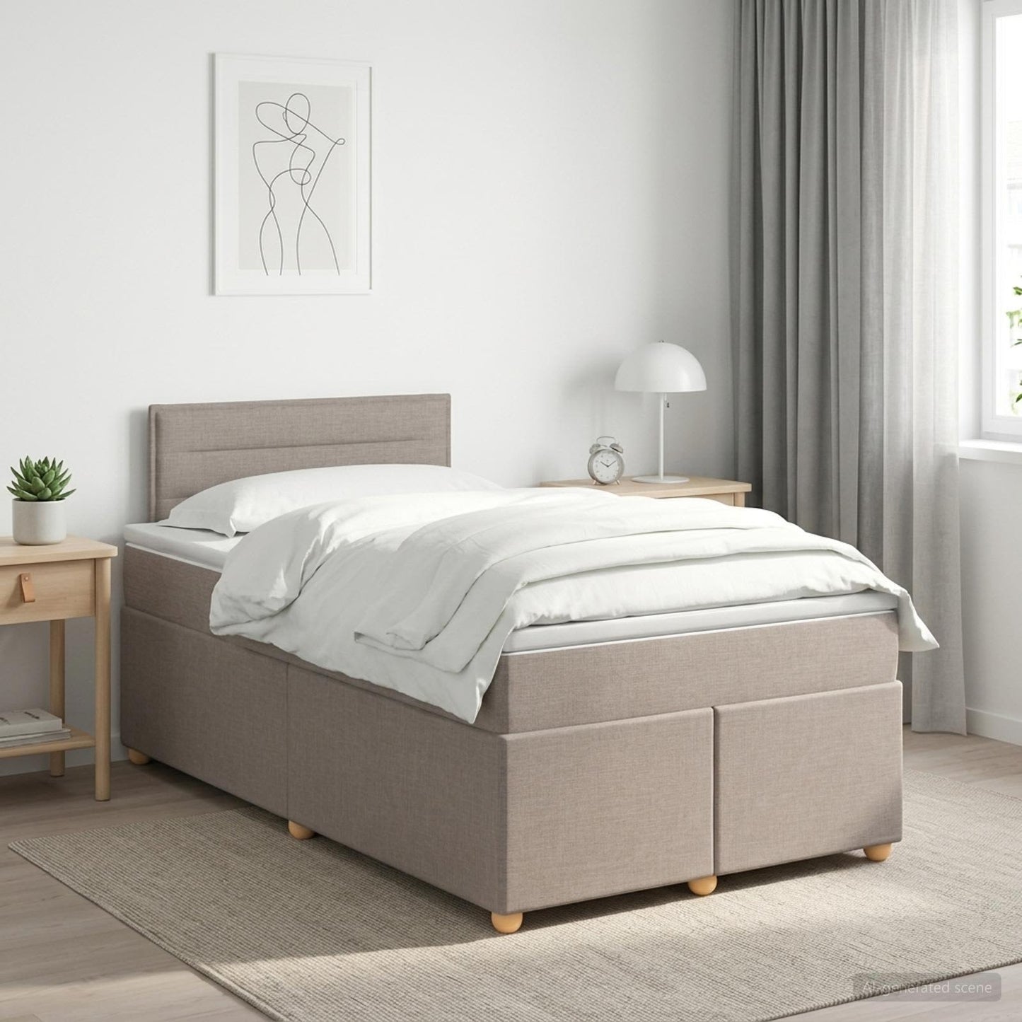vidaXL Κρεβάτι box spring με στρώμα Taupe 120 x 200 cm Ύφασμα