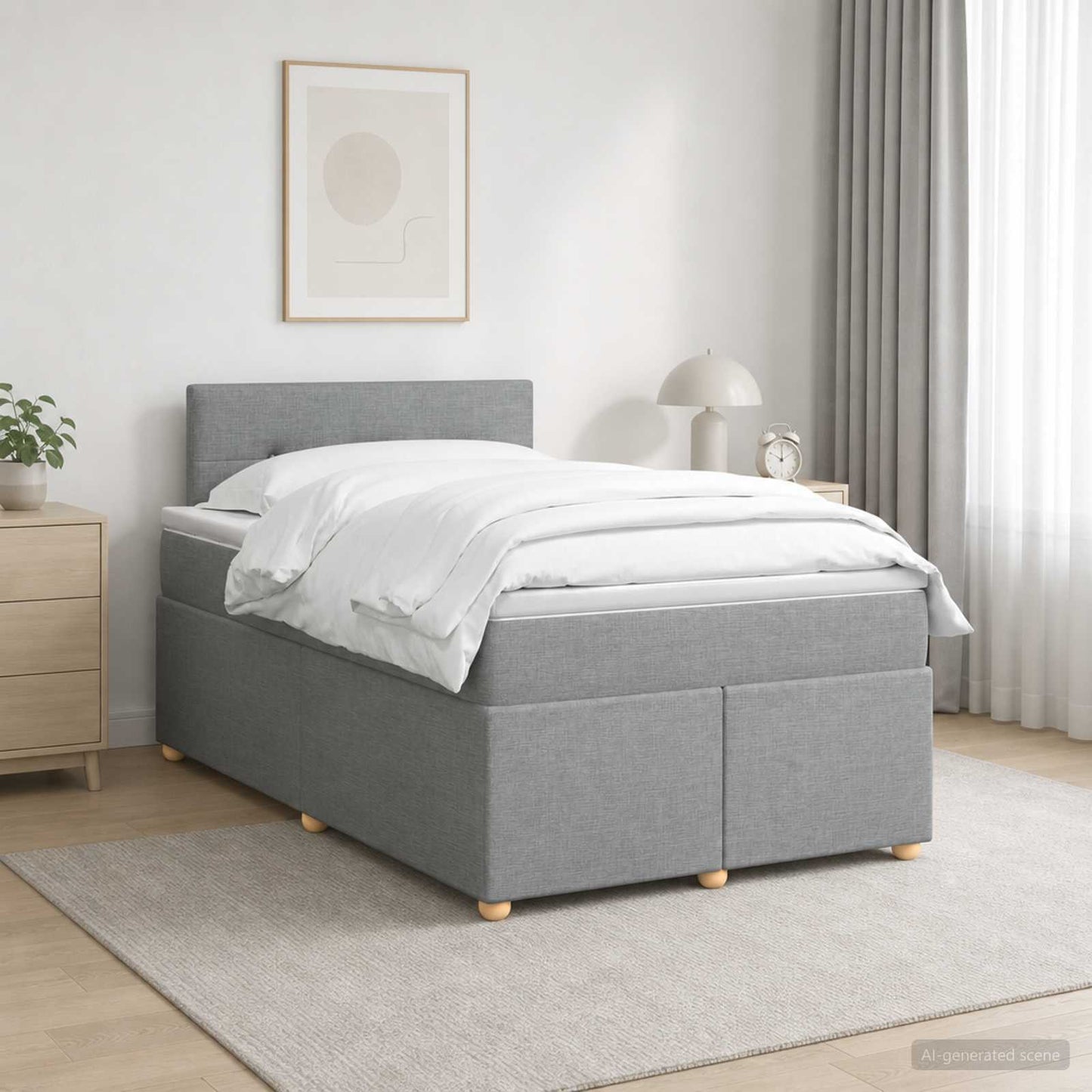 vidaXL Κρεβάτι box spring με στρώμα Ανοιχτό γκρι 120 x 200 cm Ύφασμα