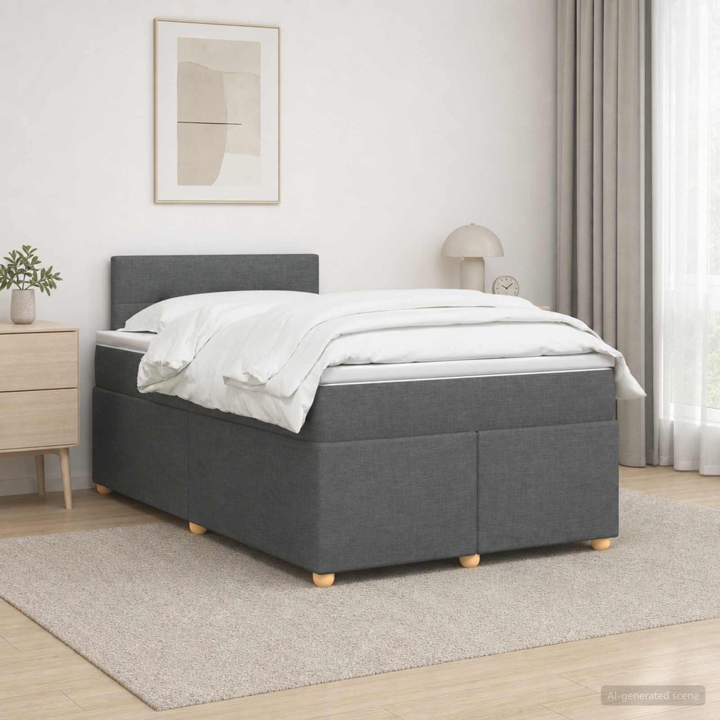vidaXL Κρεβάτι box spring με στρώμα Σκούρο Γκρι 120 x 190 cm Ύφασμα