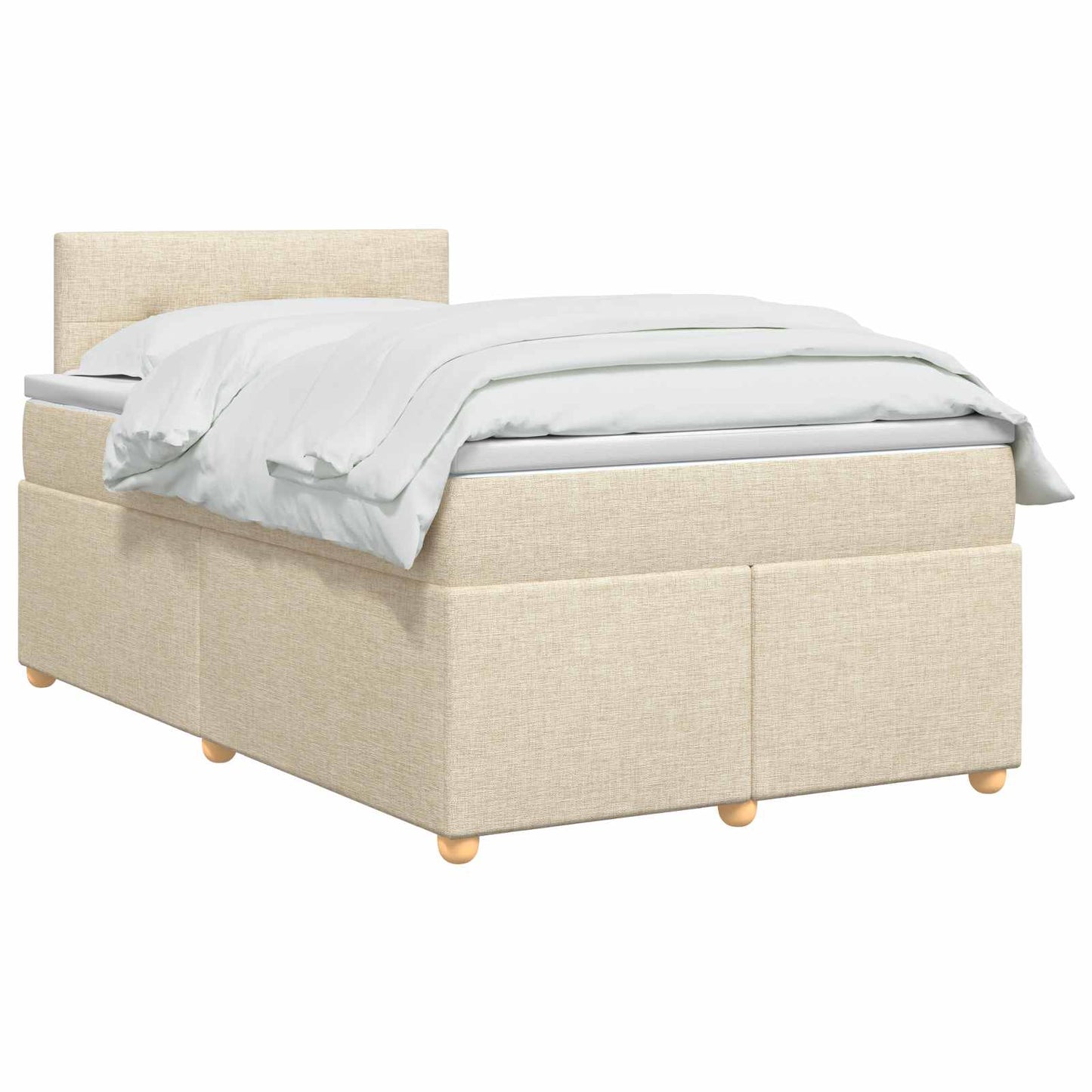 vidaXL Κρεβάτι box spring με στρώμα Κρεμ 120 x 190 cm Ύφασμα