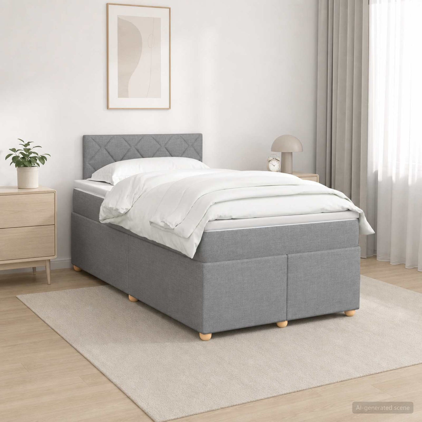 vidaXL Κρεβάτι box spring με στρώμα Ανοιχτό γκρι 120 x 190 cm Ύφασμα
