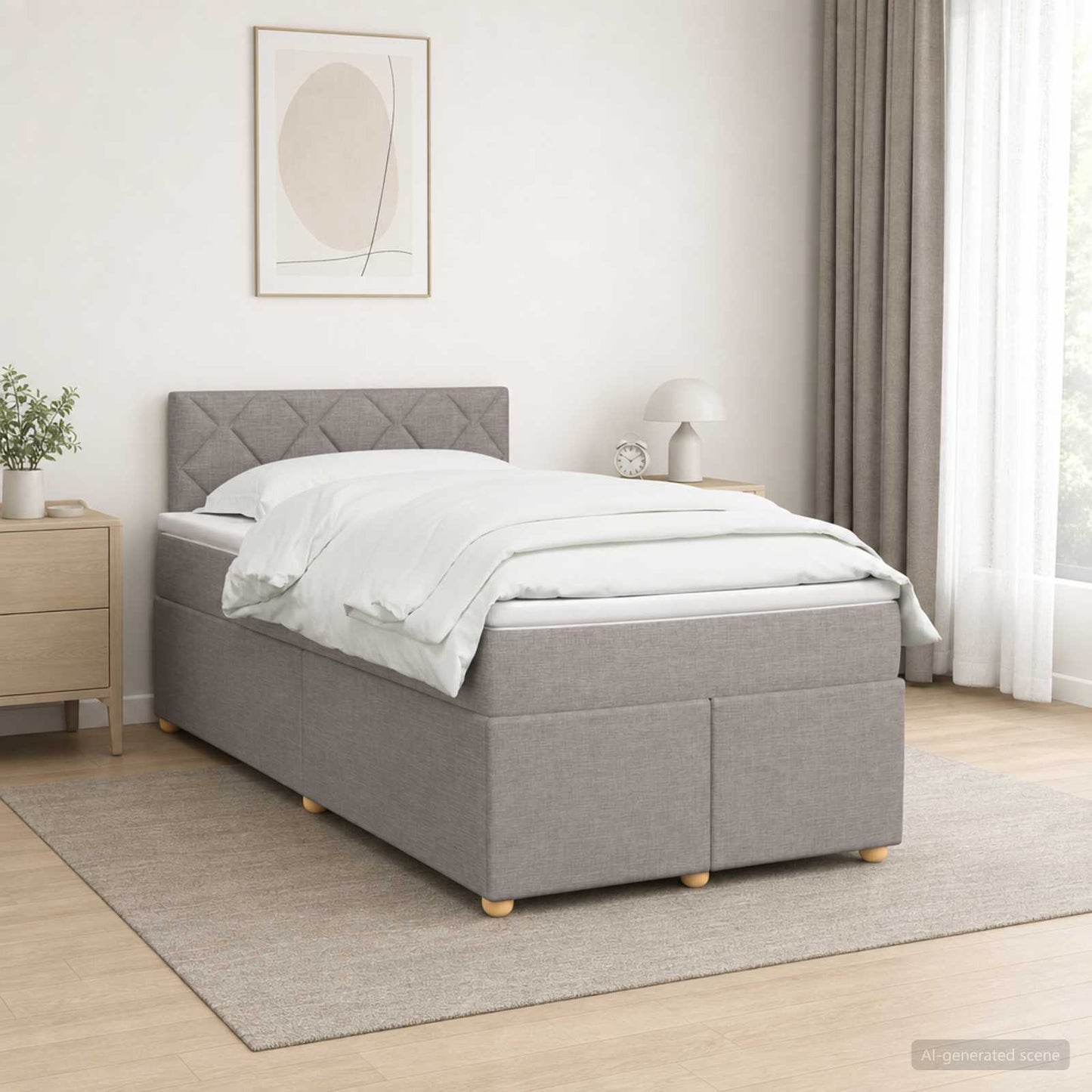 vidaXL Κρεβάτι box spring με στρώμα Taupe 120 x 200 cm Ύφασμα