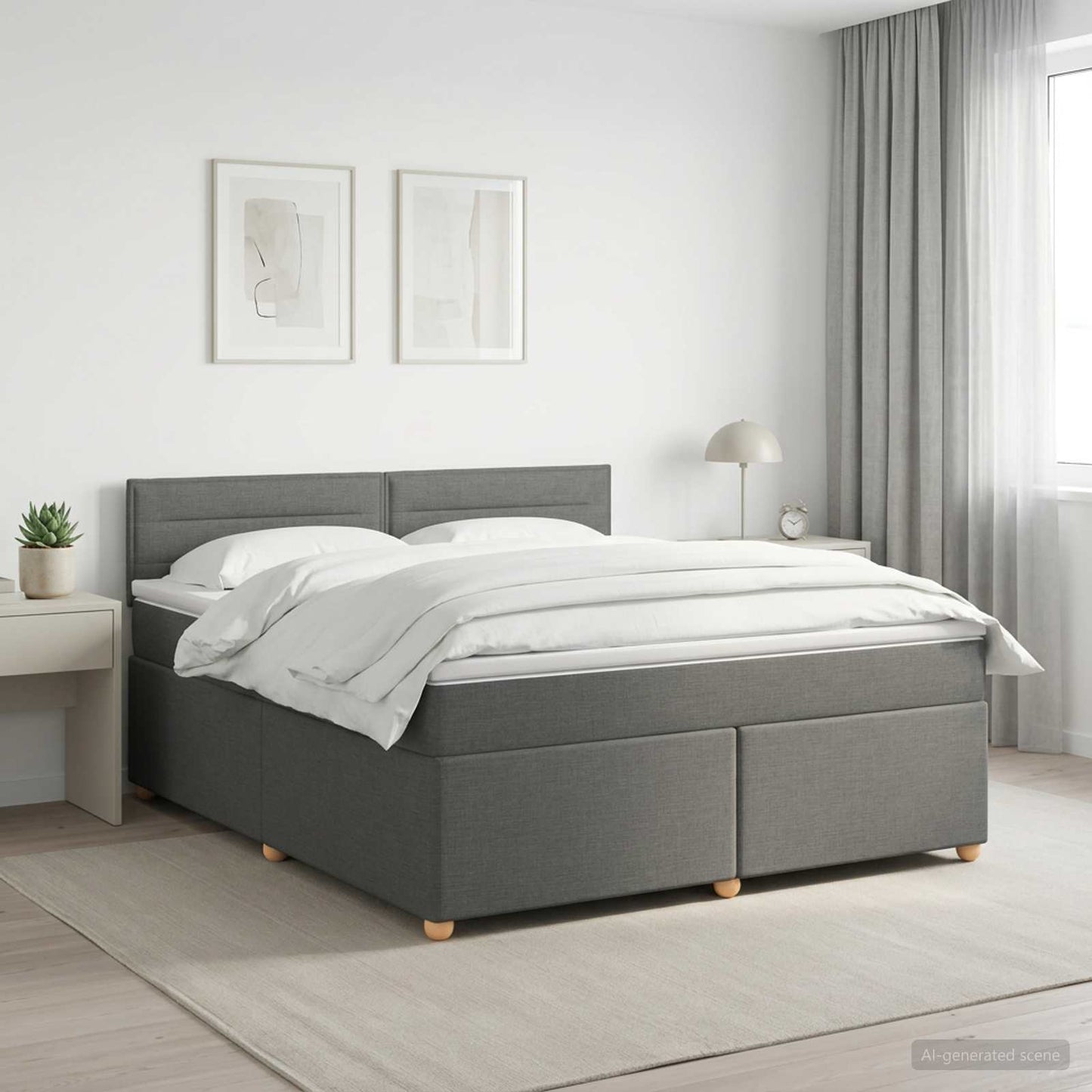 vidaXL Κρεβάτι box spring με στρώμα Σκούρο Γκρι 140 x 200 cm Ύφασμα