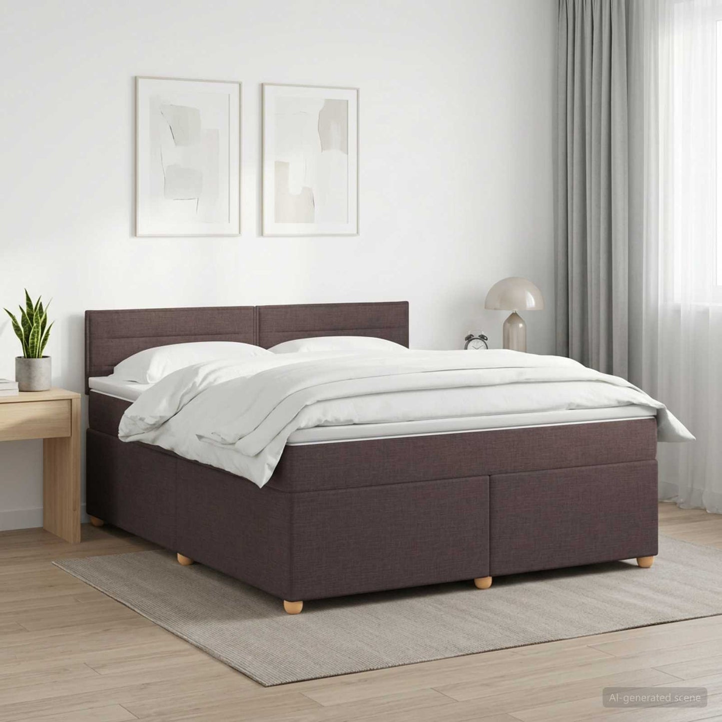 vidaXL Κρεβάτι box spring με στρώμα Σκούρο Καφέ 140 x 200 cm Ύφασμα
