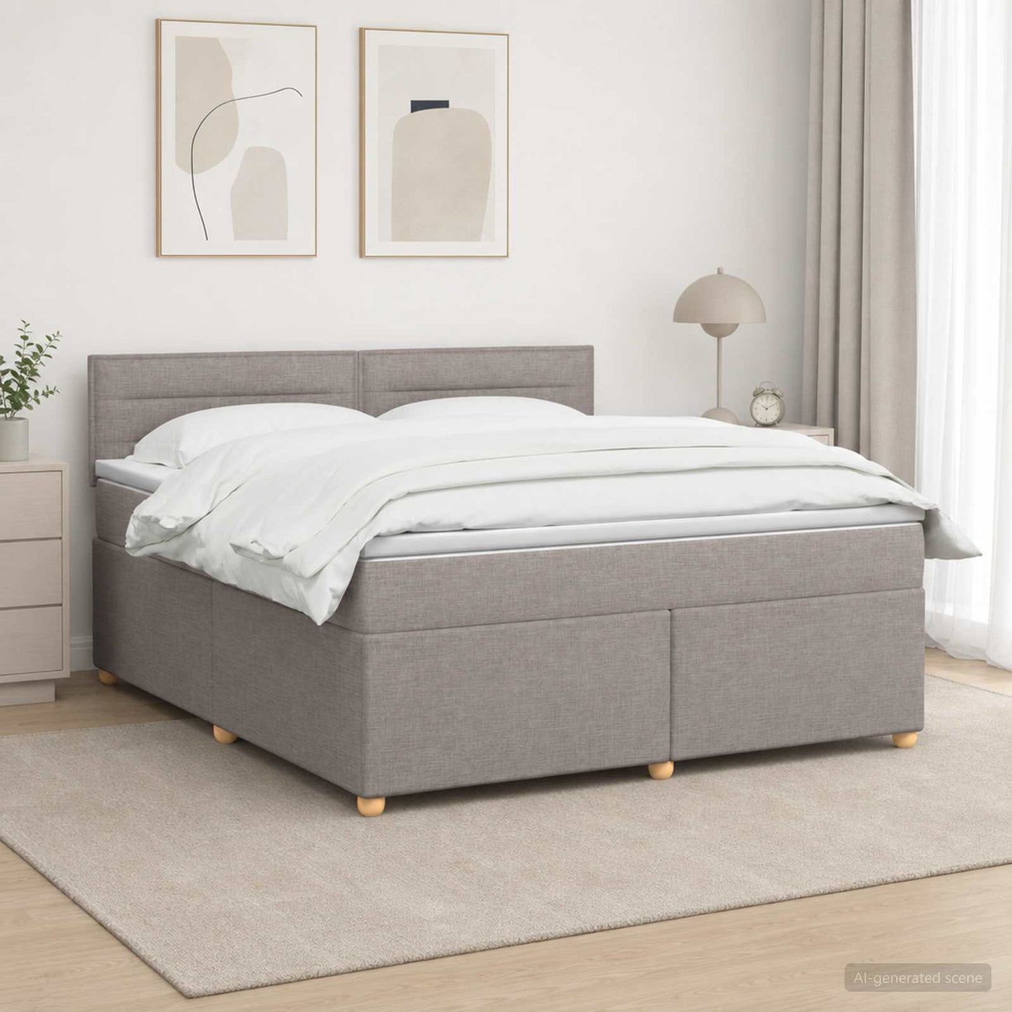 vidaXL Κρεβάτι box spring με στρώμα Taupe 140 x 200 cm Ύφασμα