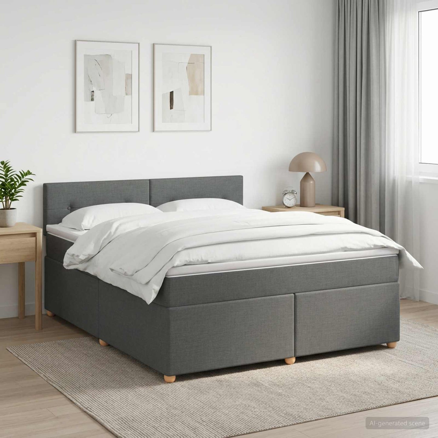 vidaXL Κρεβάτι box spring με στρώμα Σκούρο Γκρι 140 x 200 cm Ύφασμα