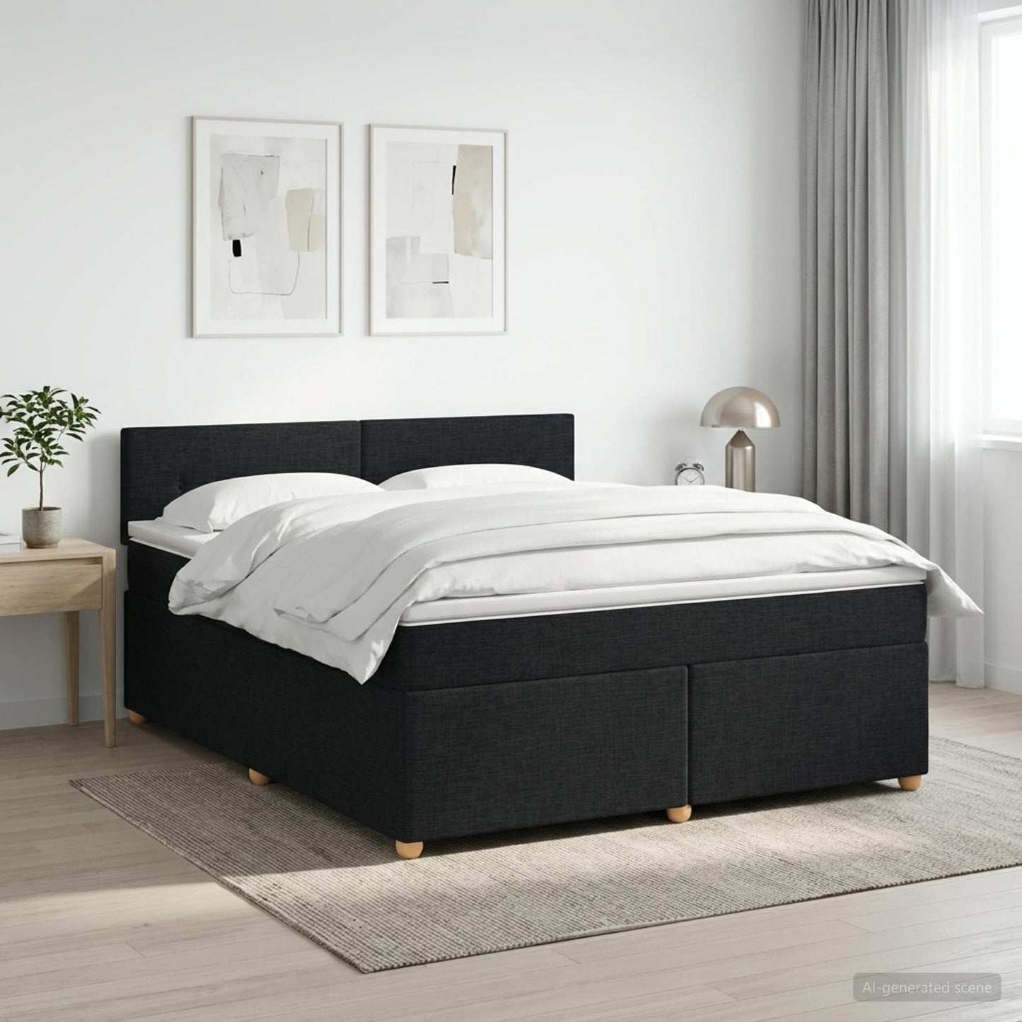 vidaXL Κρεβάτι box spring με στρώμα Μαύρο 140 x 190 cm Ύφασμα