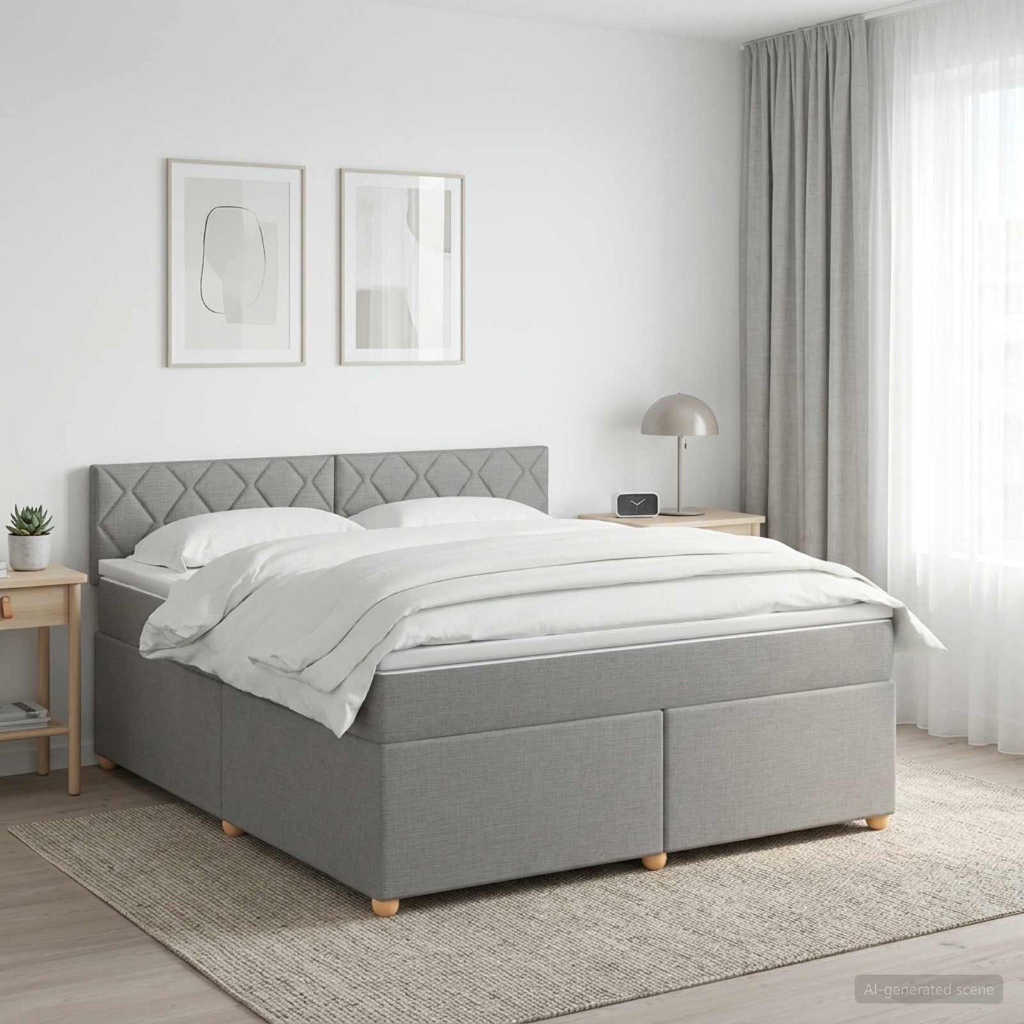 vidaXL Κρεβάτι box spring με στρώμα Ανοιχτό γκρι 140 x 200 cm Ύφασμα