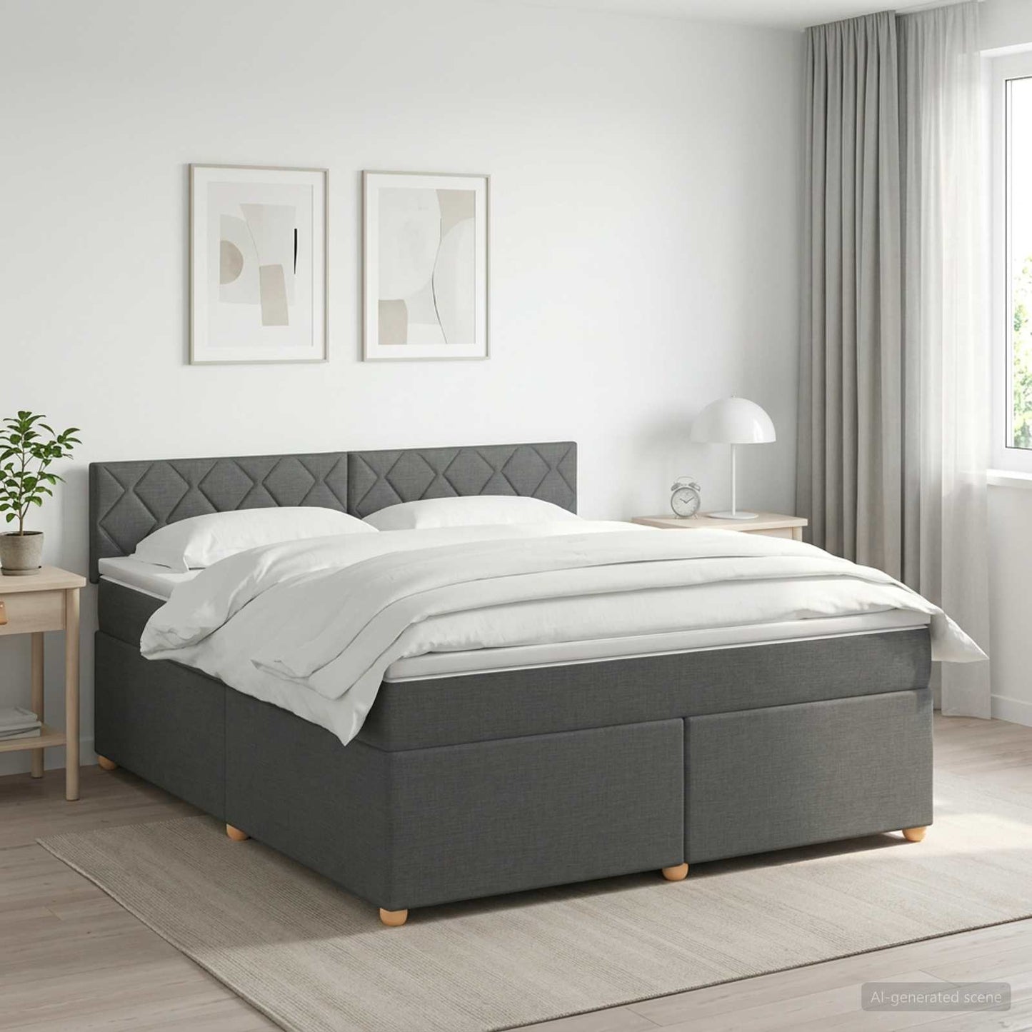 vidaXL Κρεβάτι box spring με στρώμα Σκούρο Γκρι 180 x 200 cm Ύφασμα
