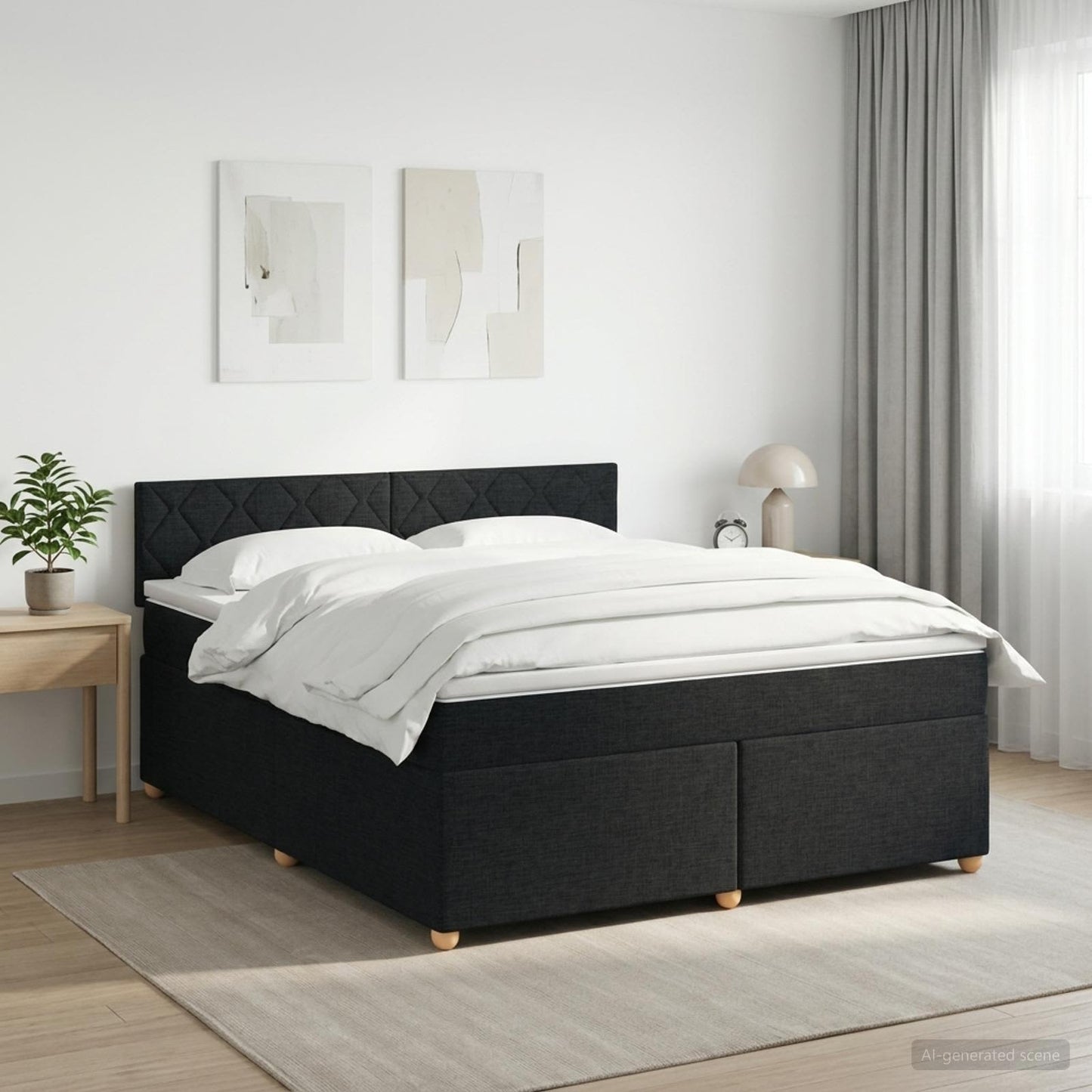 vidaXL Κρεβάτι box spring με στρώμα Μαύρο 140 x 190 cm Ύφασμα