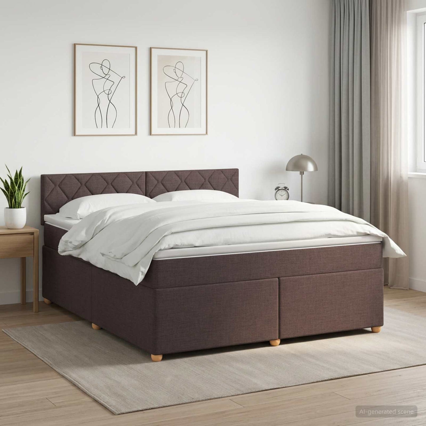 vidaXL Κρεβάτι box spring με στρώμα Σκούρο Καφέ 180 x 200 cm Ύφασμα