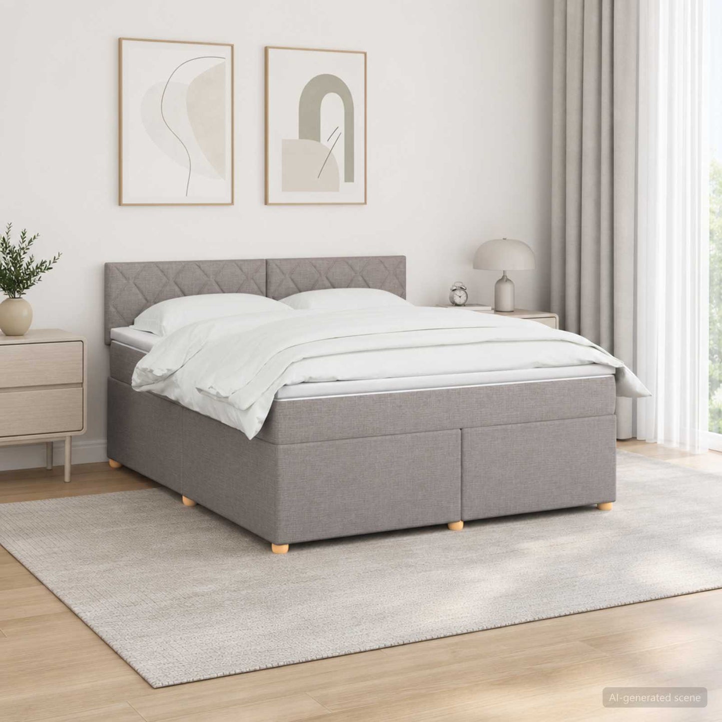 vidaXL Κρεβάτι box spring με στρώμα Taupe 160 x 200 cm Ύφασμα