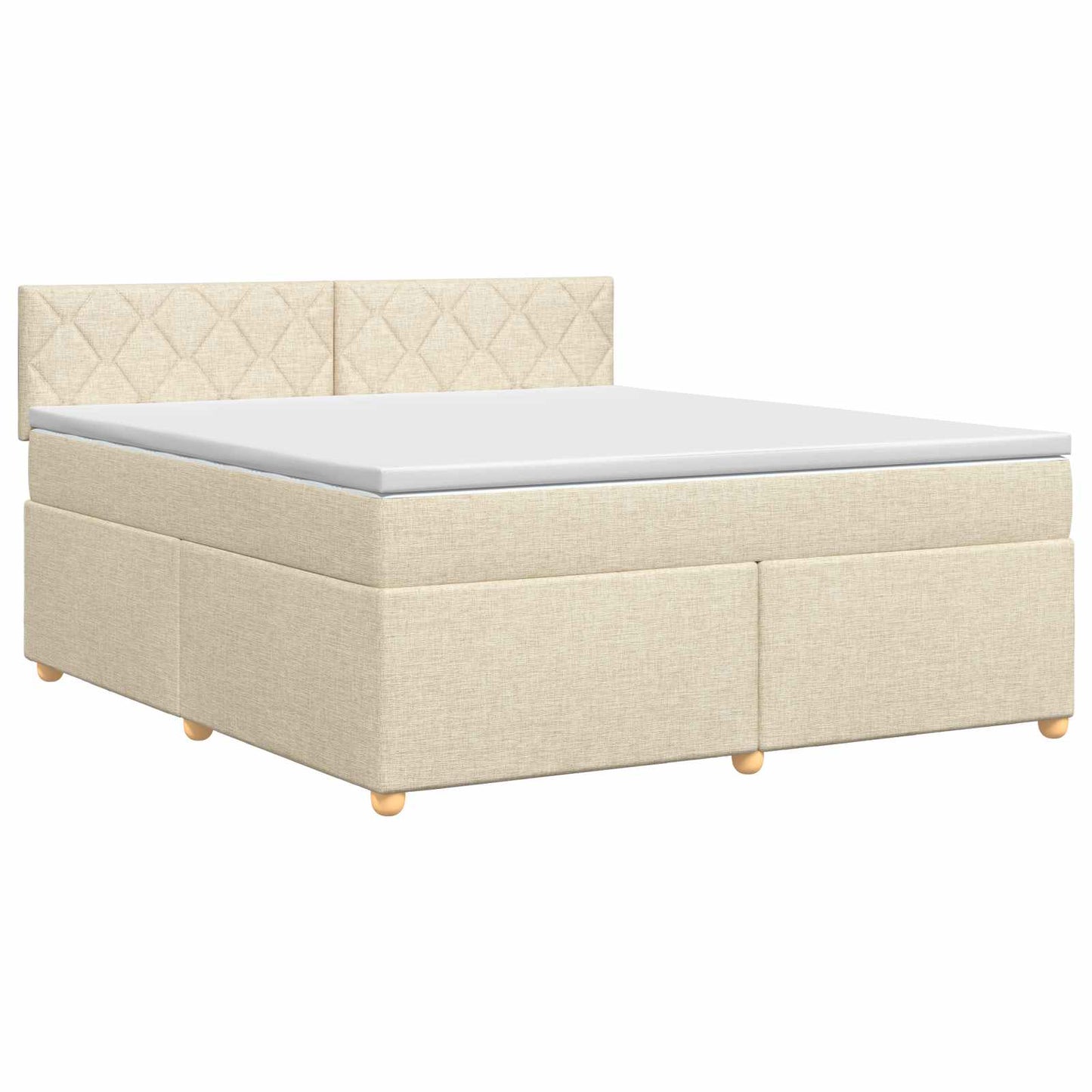 vidaXL Κρεβάτι box spring με στρώμα Κρεμ 180 x 200 cm Ύφασμα