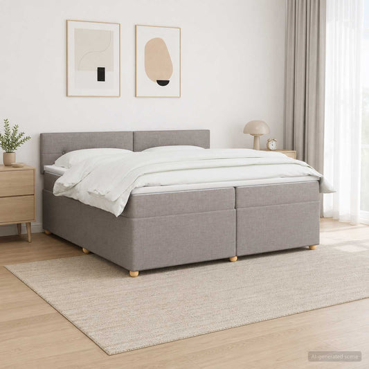 vidaXL Κρεβάτι box spring με στρώμα Taupe 200 x 200 cm Ύφασμα