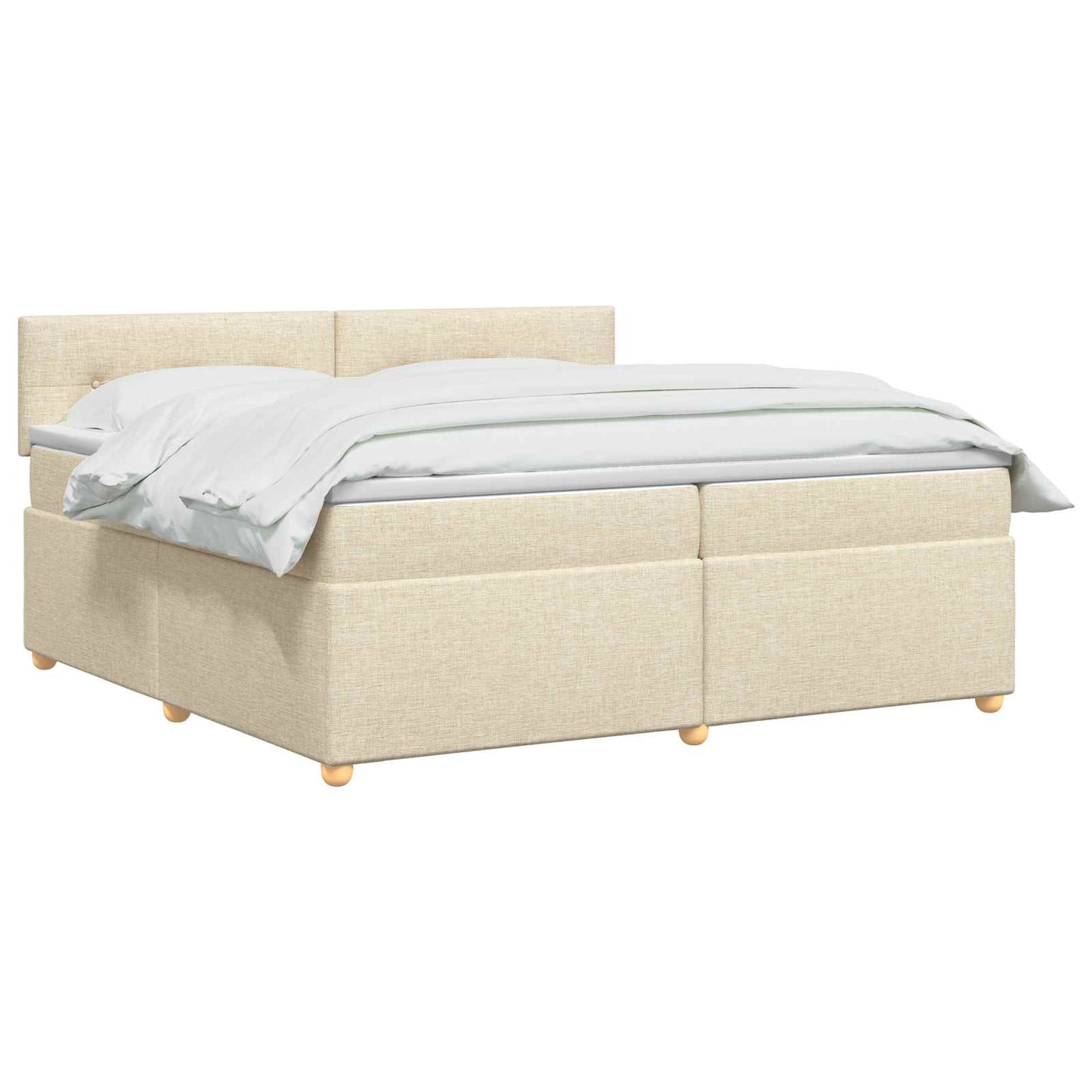 vidaXL Κρεβάτι box spring με στρώμα Κρεμ 200 x 200 cm Ύφασμα