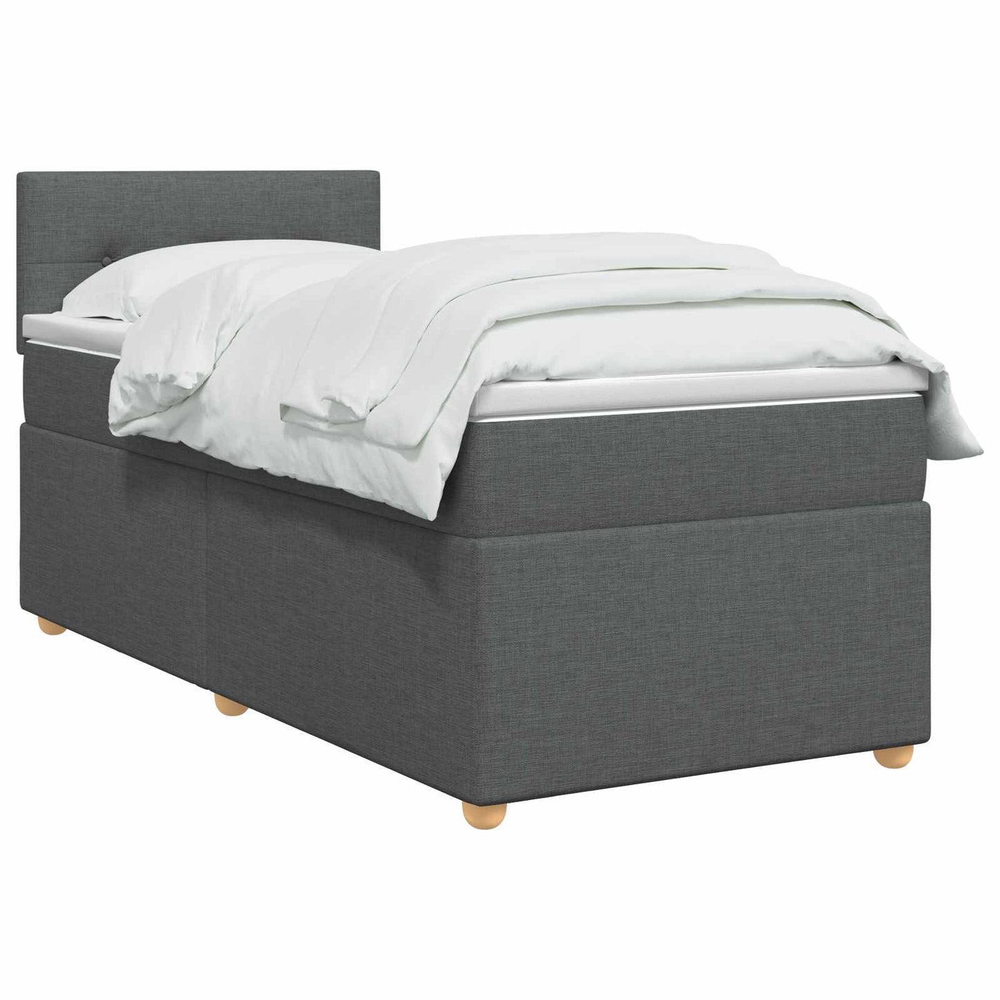 vidaXL Κρεβάτι box spring με στρώμα Σκούρο Γκρι 90 x 190 cm Ύφασμα