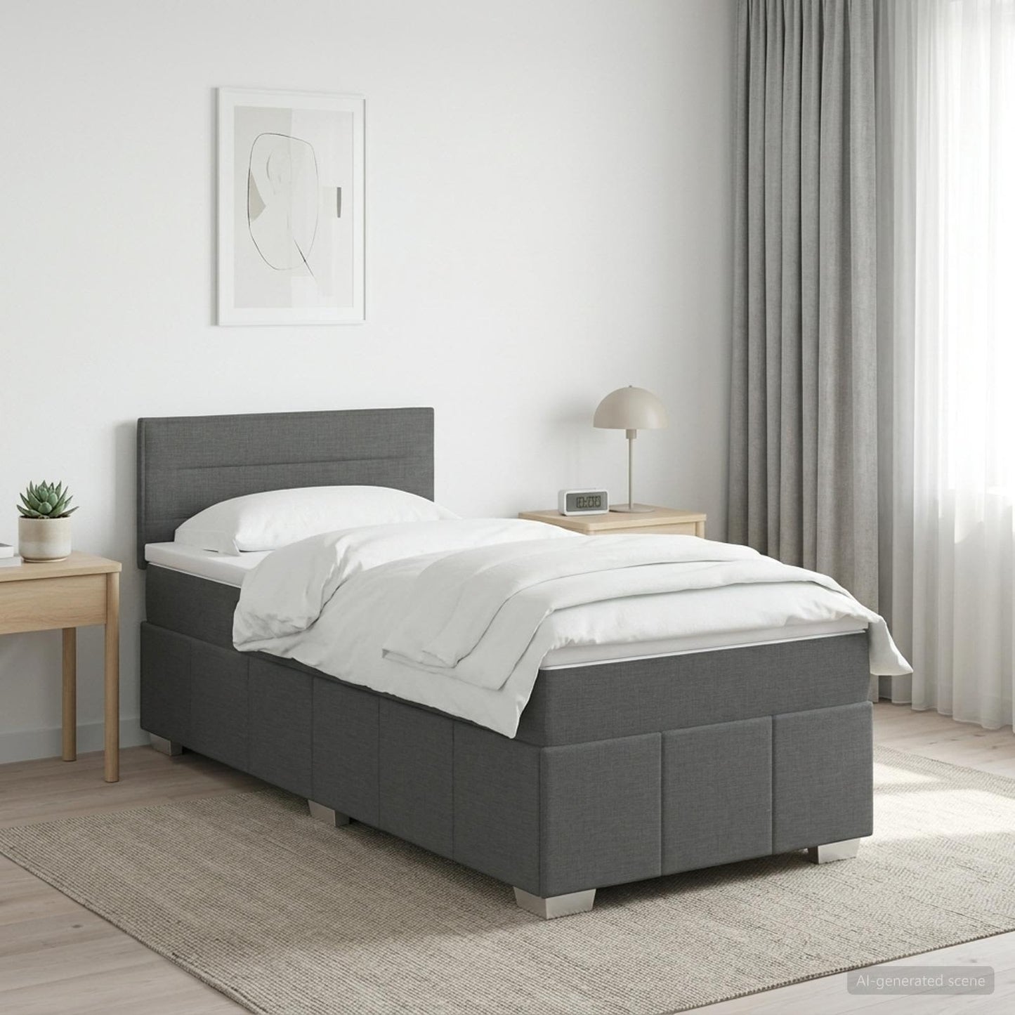 vidaXL Κρεβάτι box spring με στρώμα Σκούρο Γκρι 100 x 200 cm Ύφασμα