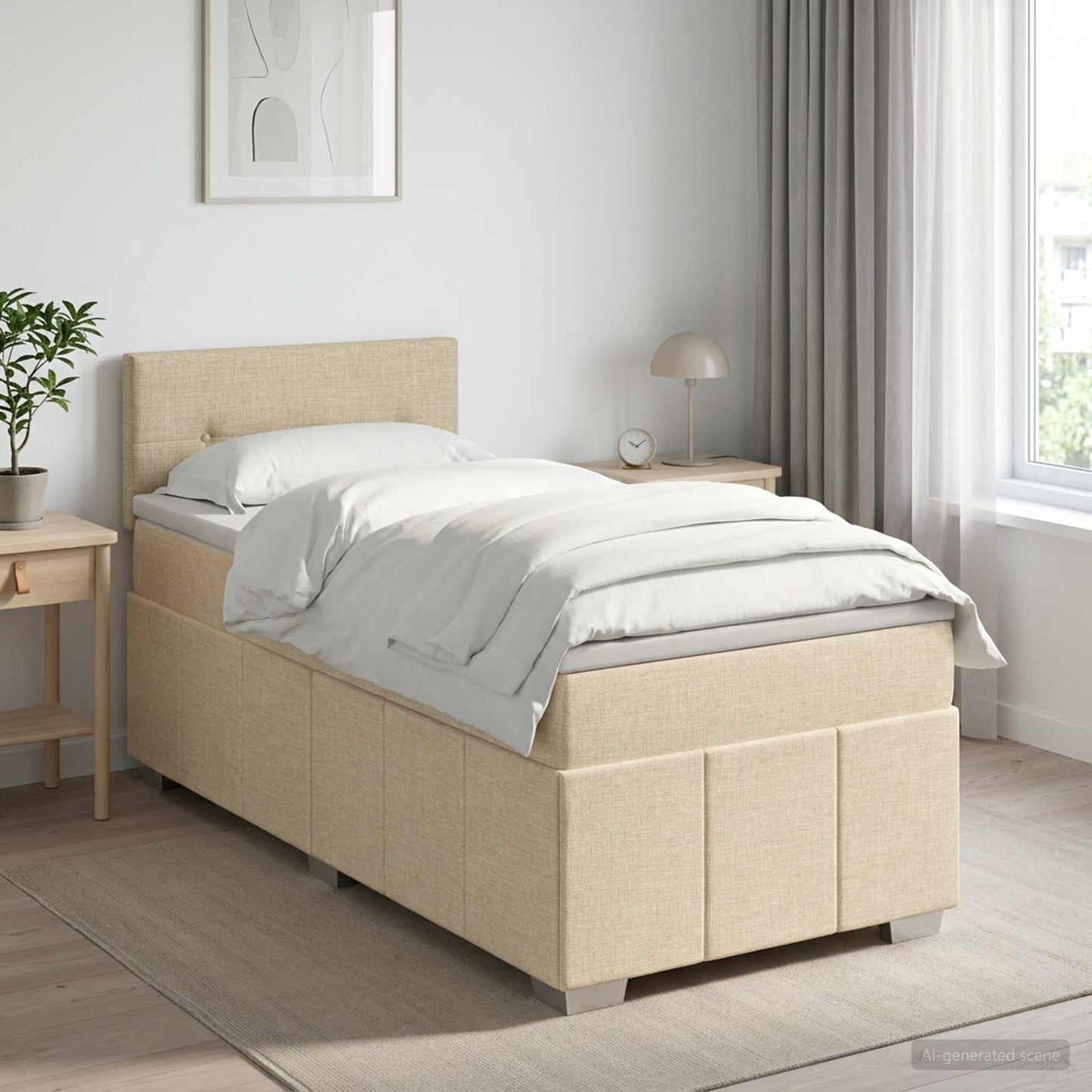 vidaXL Κρεβάτι box spring με στρώμα Κρεμ 80 x 200 cm Ύφασμα
