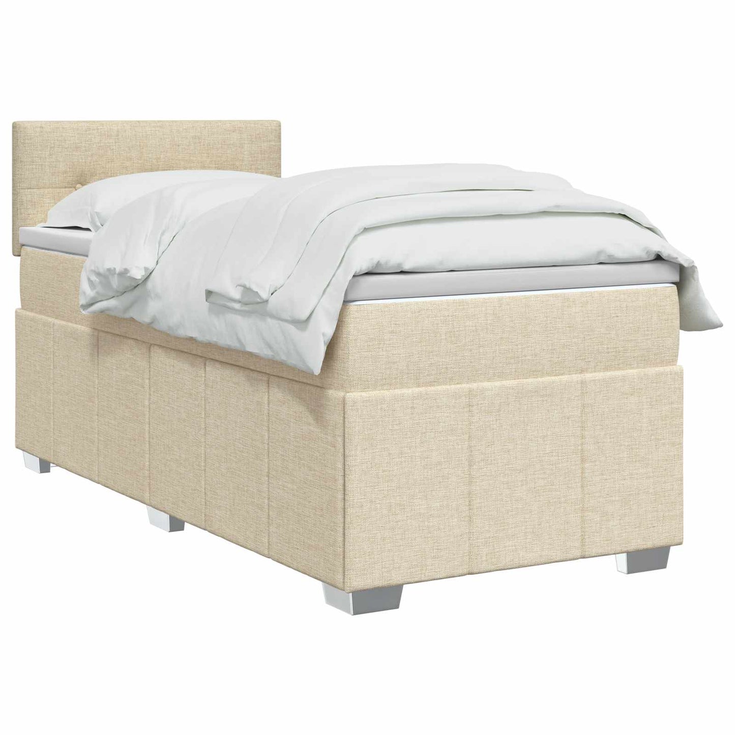 vidaXL Κρεβάτι box spring με στρώμα Κρεμ 80 x 200 cm Ύφασμα