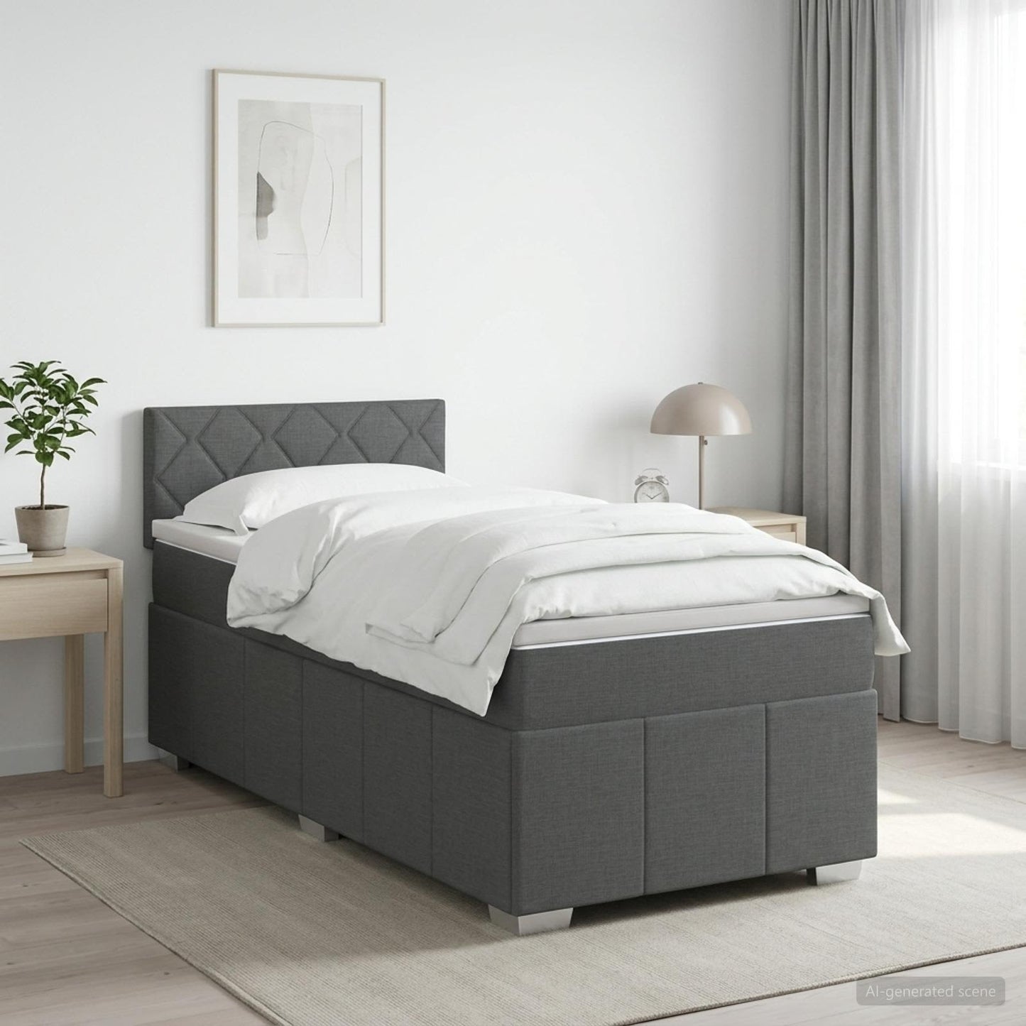 vidaXL Κρεβάτι box spring με στρώμα Σκούρο Γκρι 100 x 200 cm Ύφασμα