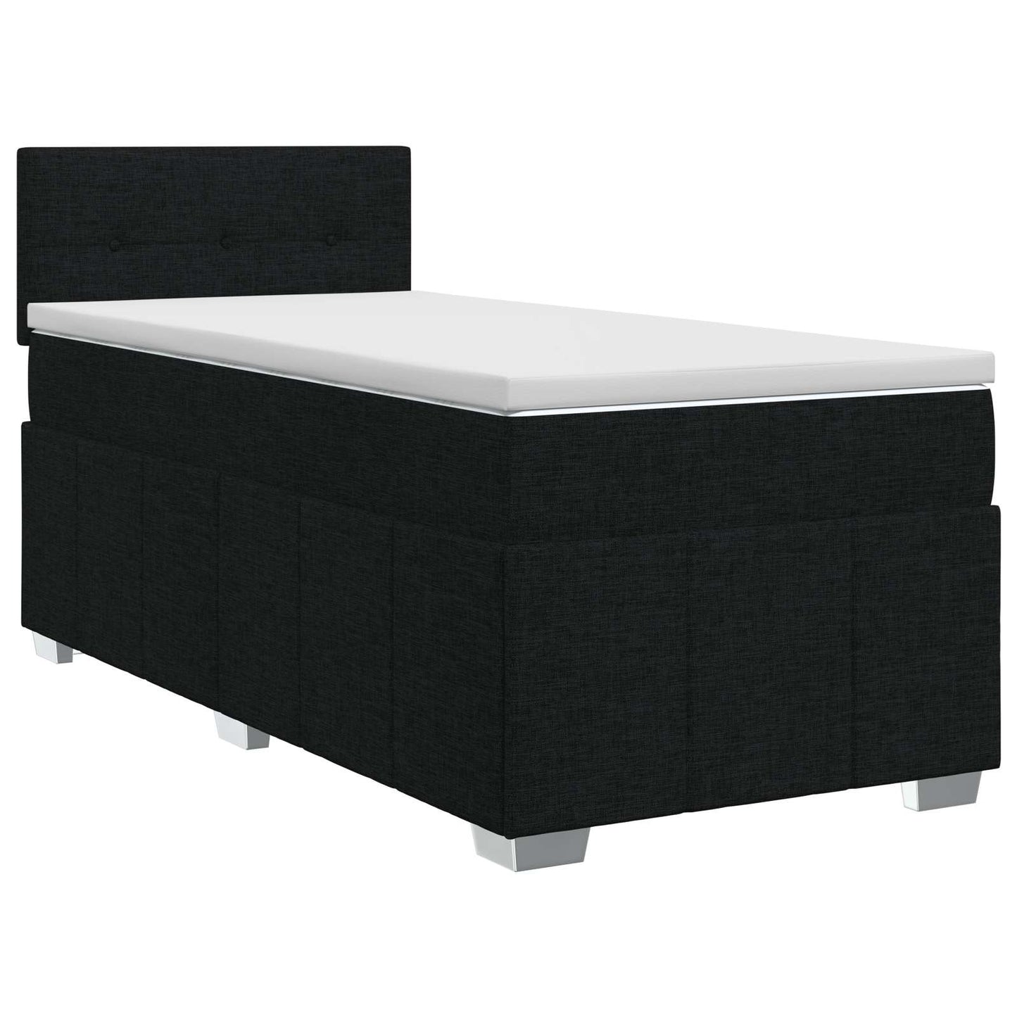 vidaXL Κρεβάτι box spring με στρώμα Μαύρο 90 x 190 cm Ύφασμα