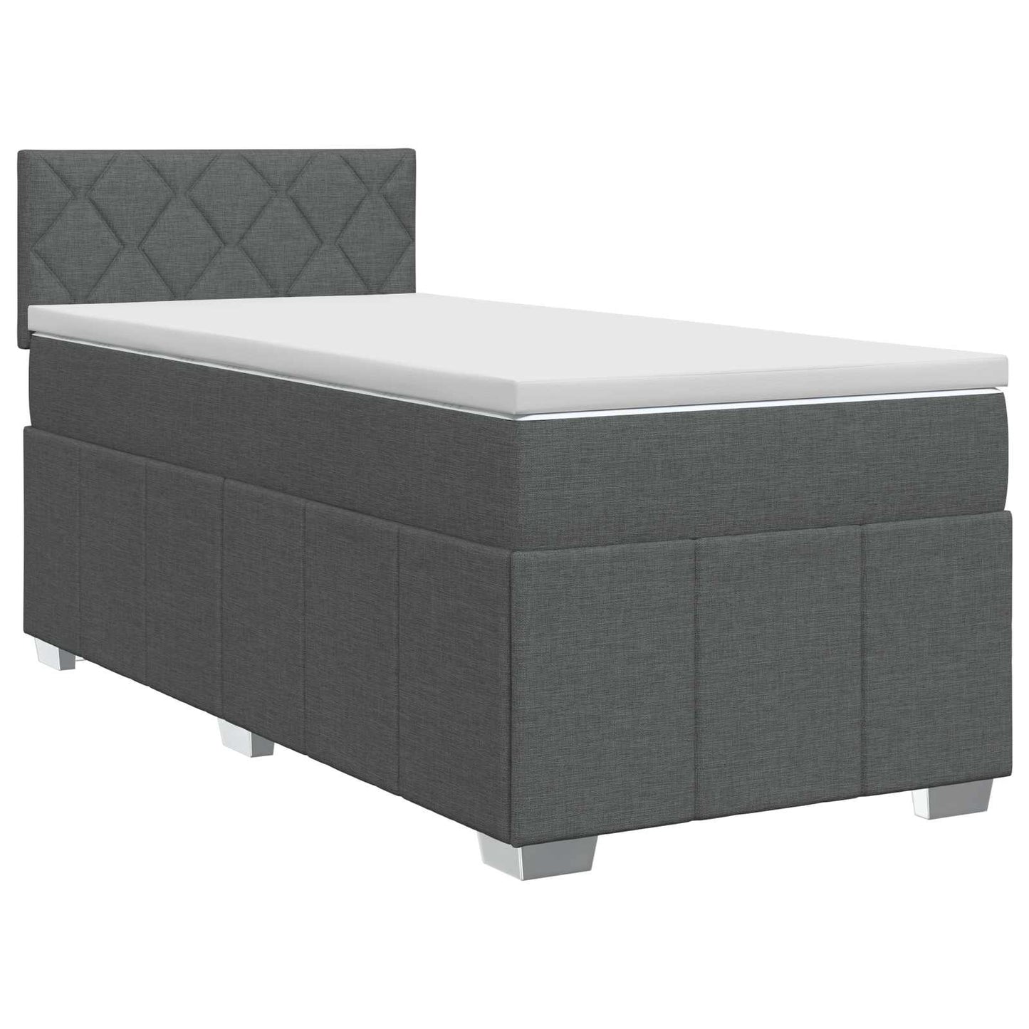 vidaXL Κρεβάτι box spring με στρώμα Σκούρο Γκρι 90 x 190 cm Ύφασμα