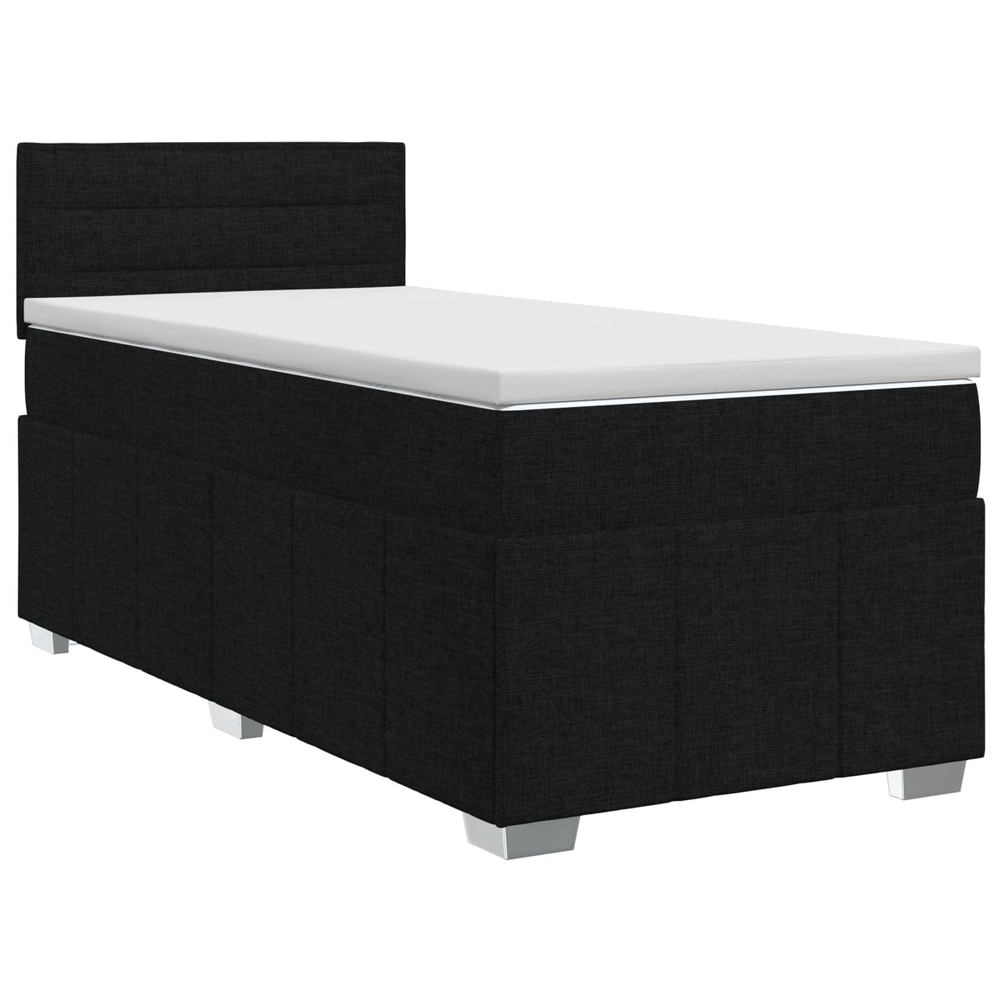 vidaXL Κρεβάτι box spring με στρώμα Μαύρο 90 x 200 cm Ύφασμα