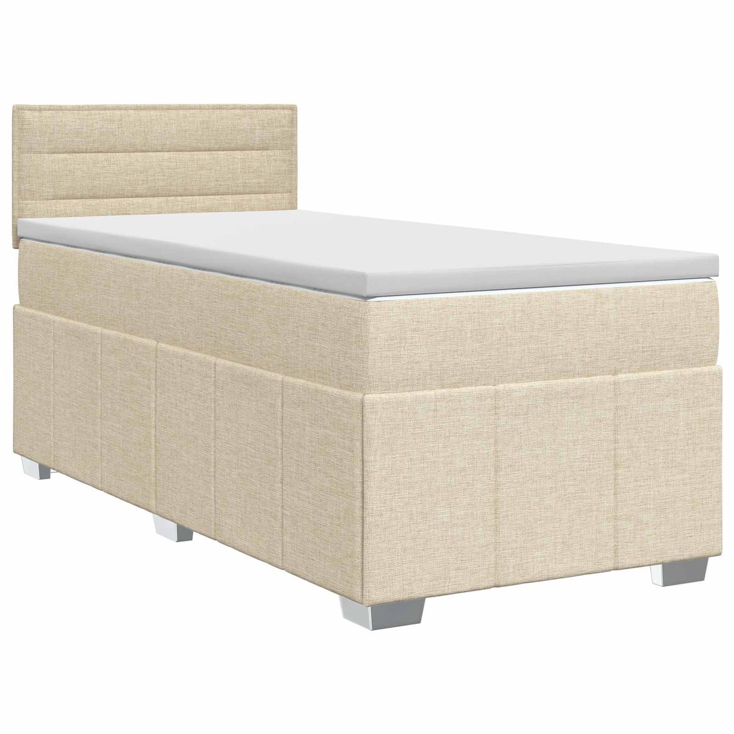 vidaXL Κρεβάτι box spring με στρώμα Κρεμ 90 x 200 cm Ύφασμα