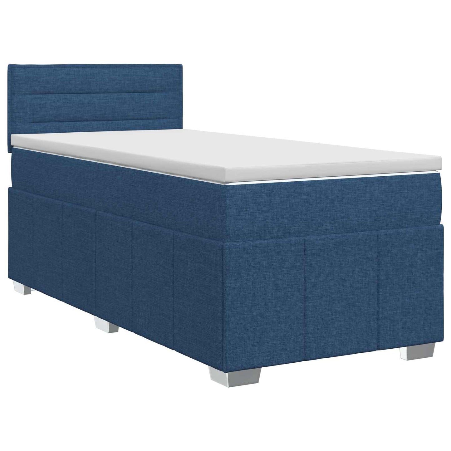 vidaXL Κρεβάτι box spring με στρώμα Μπλε 90 x 200 cm Ύφασμα