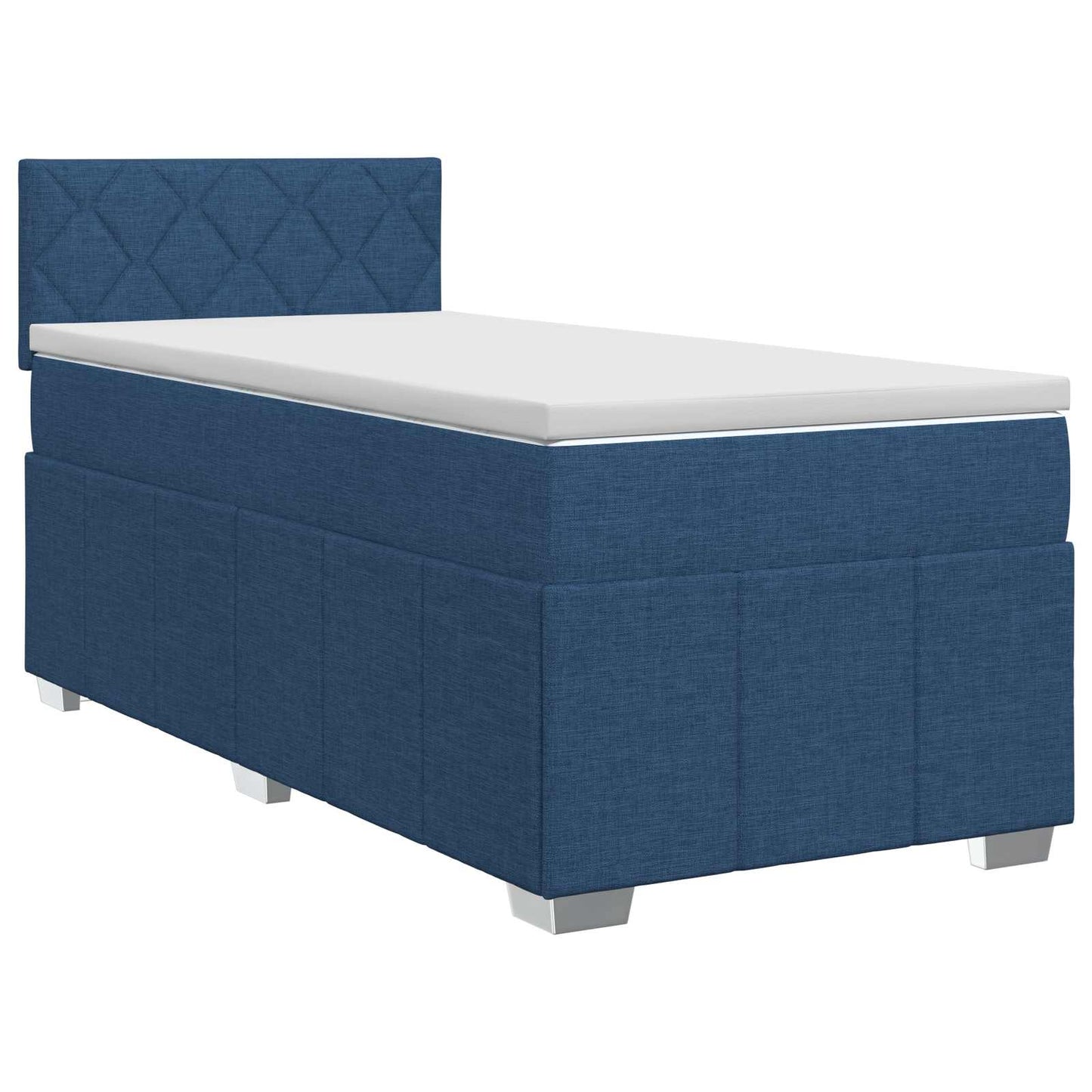 vidaXL Κρεβάτι box spring με στρώμα Μπλε 90 x 200 cm Ύφασμα