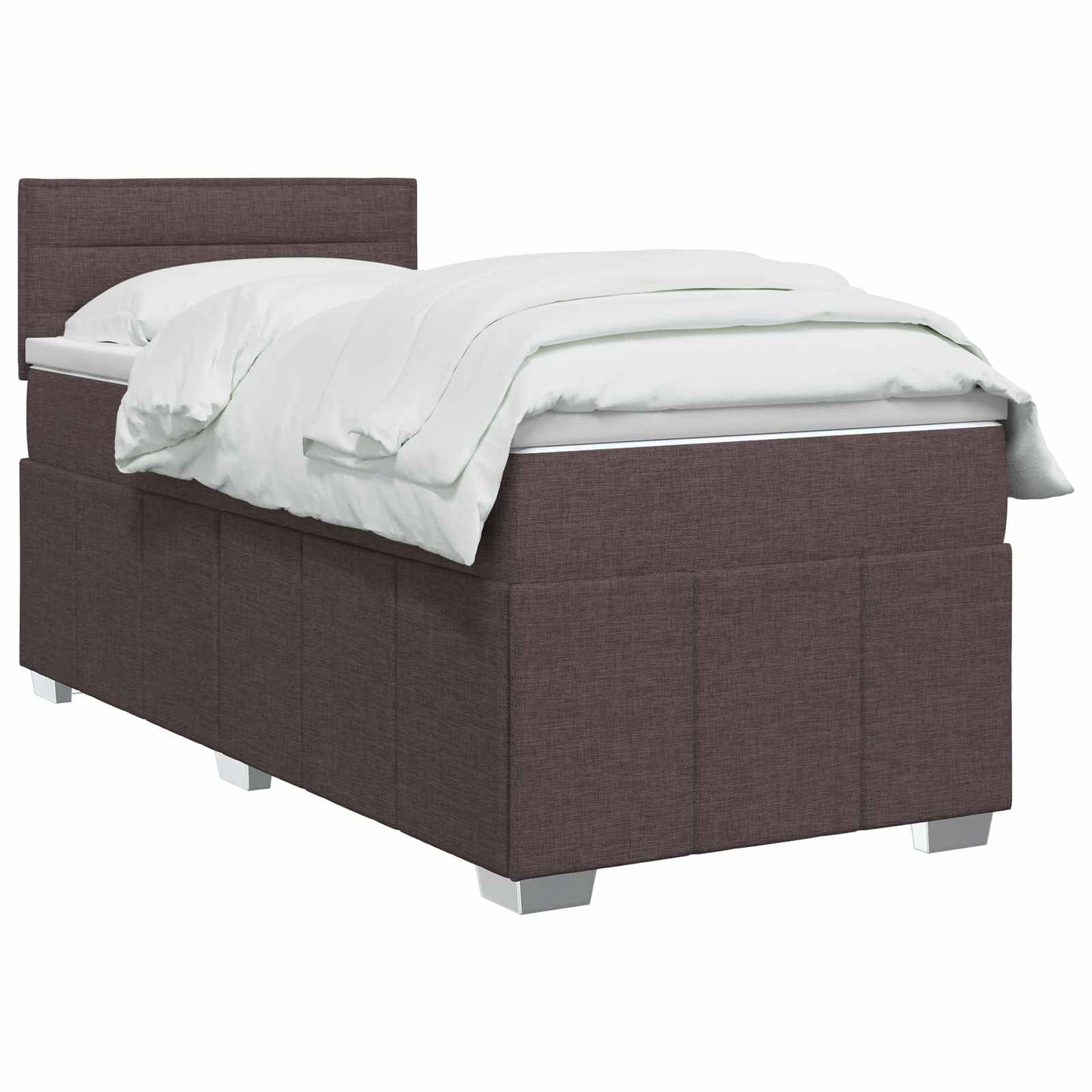 vidaXL Κρεβάτι box spring με στρώμα Σκούρο Καφέ 100 x 200 cm Ύφασμα