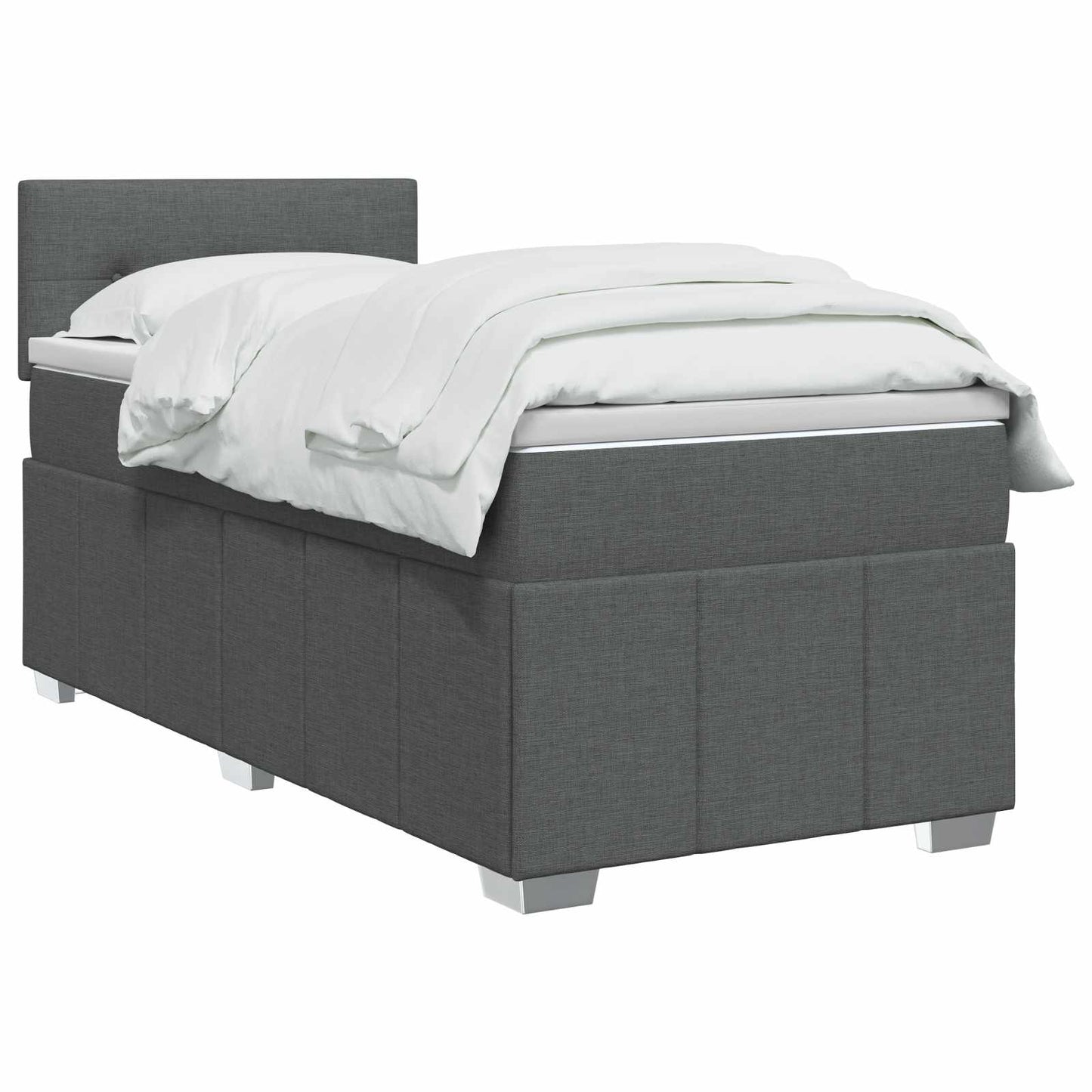 vidaXL Κρεβάτι box spring με στρώμα Σκούρο Γκρι 100 x 200 cm Ύφασμα