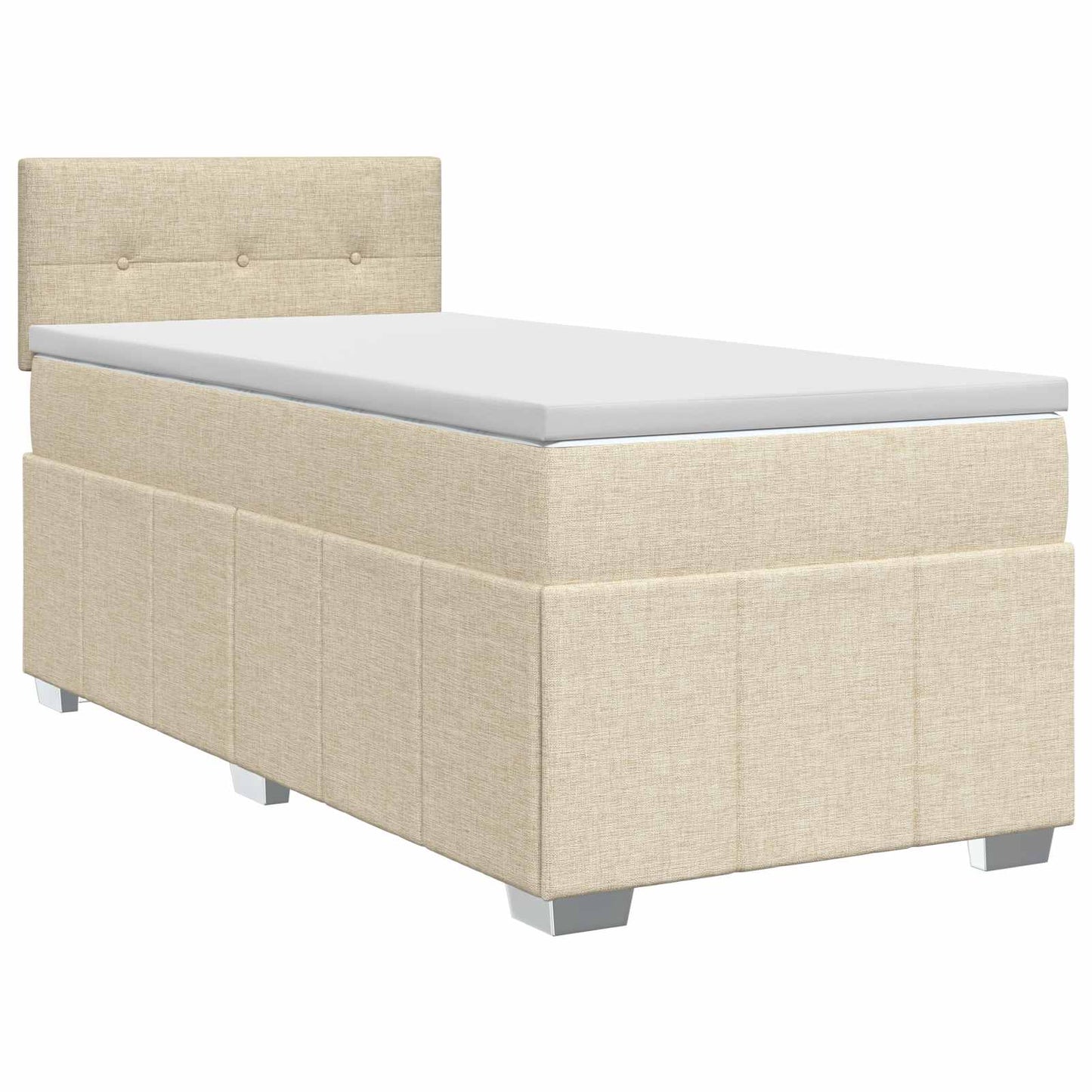 vidaXL Κρεβάτι box spring με στρώμα Κρεμ 100 x 200 cm Ύφασμα