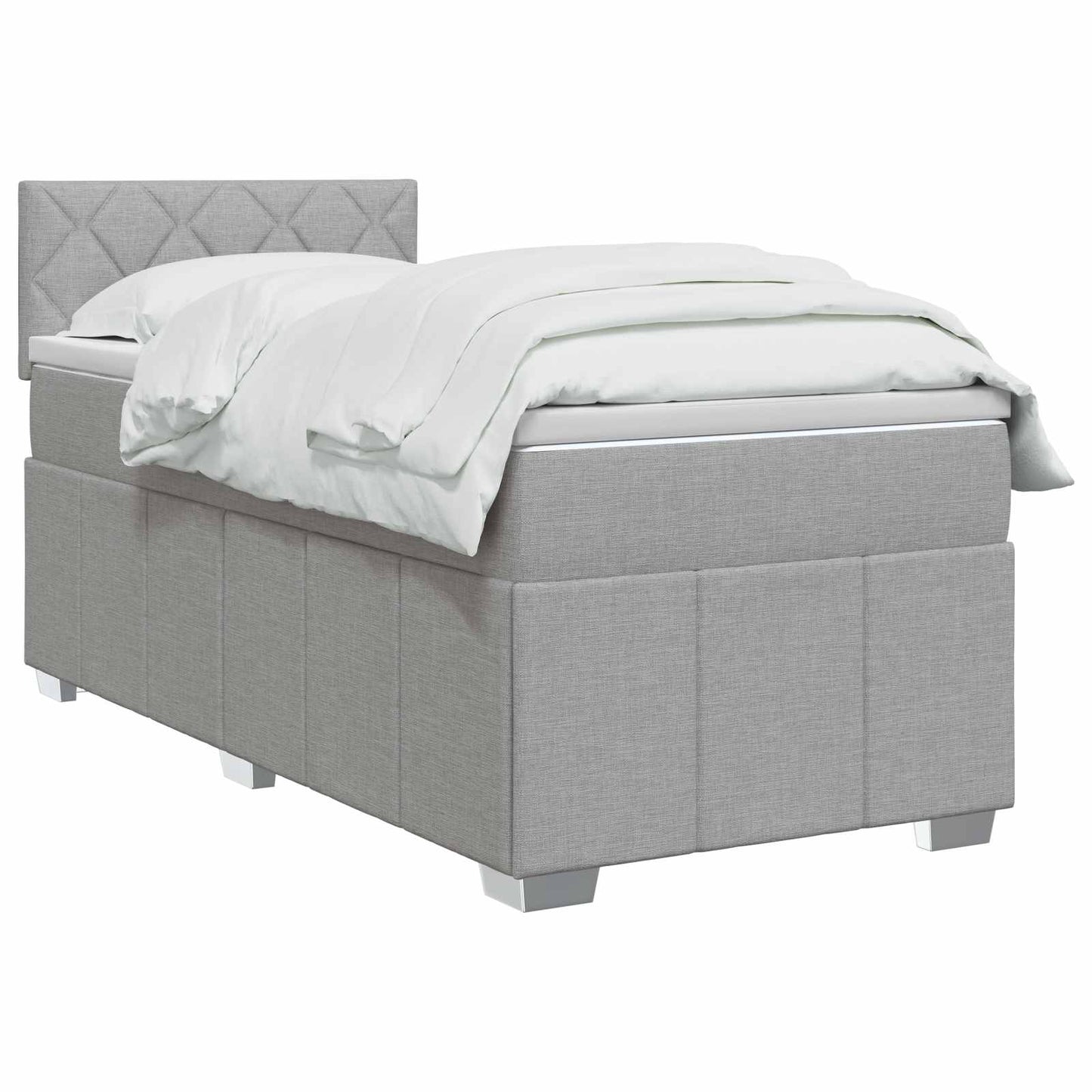 vidaXL Κρεβάτι box spring με στρώμα Ανοιχτό γκρι 100 x 200 cm Ύφασμα